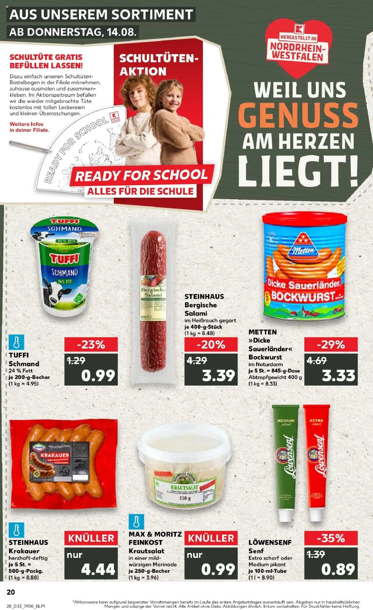 Kaufland prospekt Stolberg	 - gültig ab dem 18.08.2025 | Seite: 33 | Produkte: Bockwurst, Salami