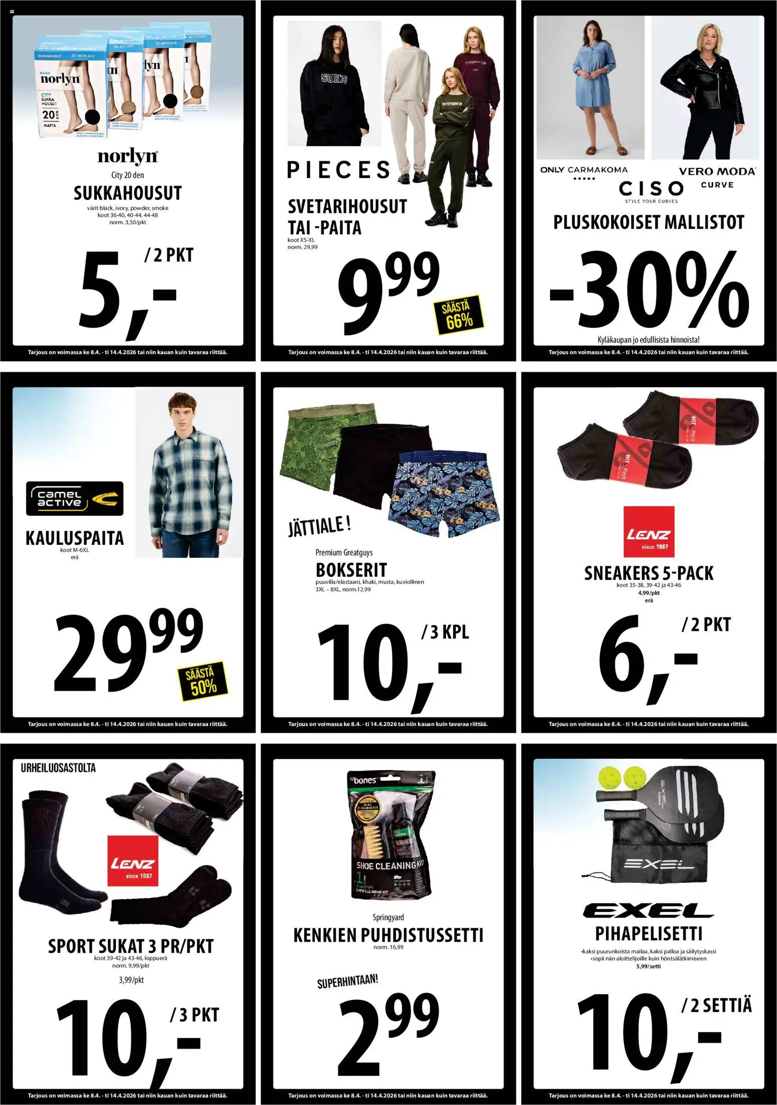 Tuuri tarjoukset – voimassa 08.04.2026 alkaen | Sivu: 19 | Tuotteet: Kauluspaita, Paita, Sukat, Bokserit