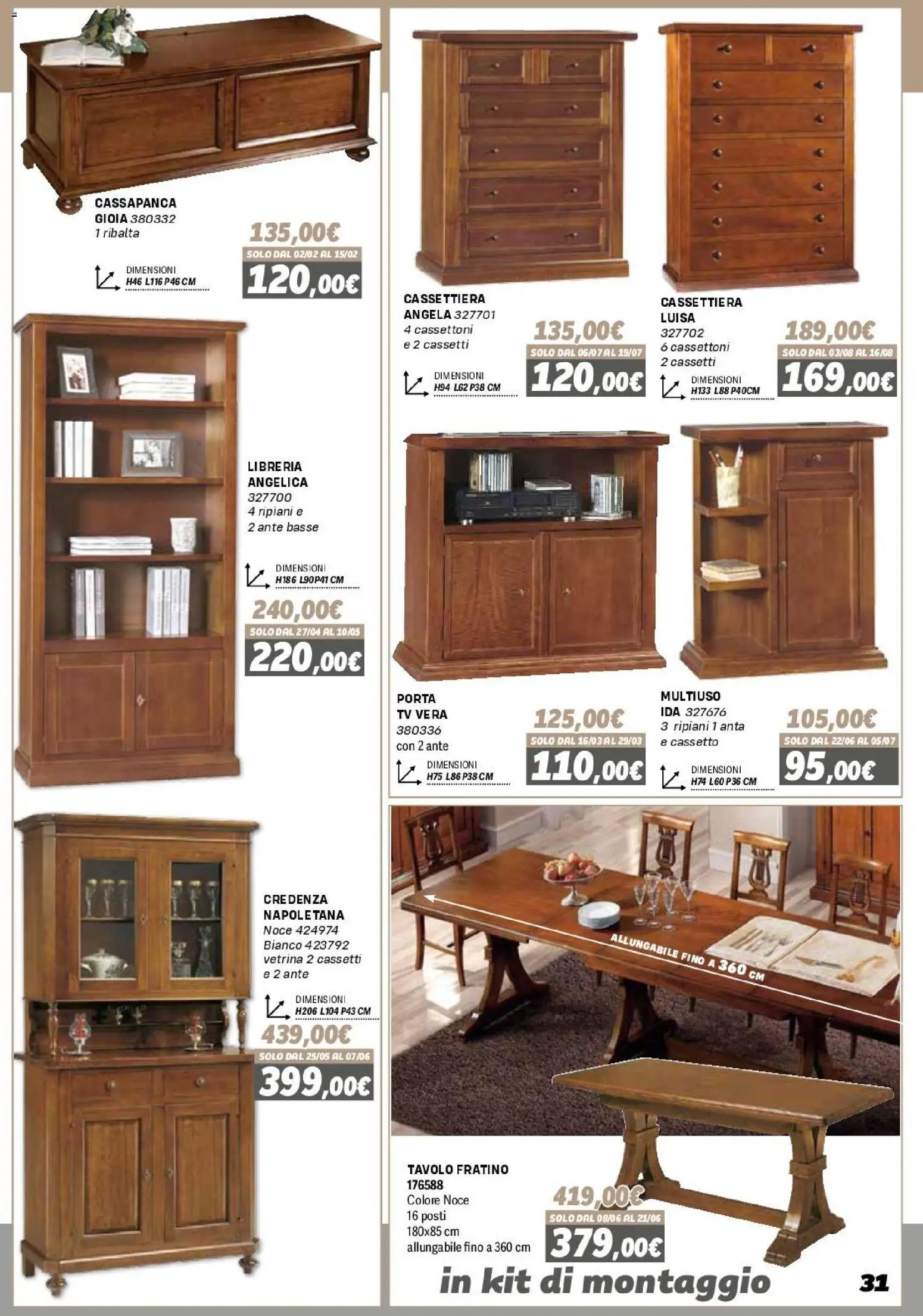 Volantino Orizzonte del 16.01.2026 | Pagina: 31 | Prodotti: Vetrina, Libreria, Cassettiera, Credenza