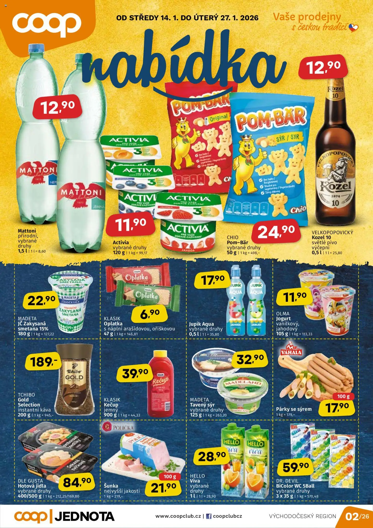 Coop leták - Východočeský region od 14.01.2026 | Strana: 1 | Produkty: Polička, Jogurt, Kečup, Kozel