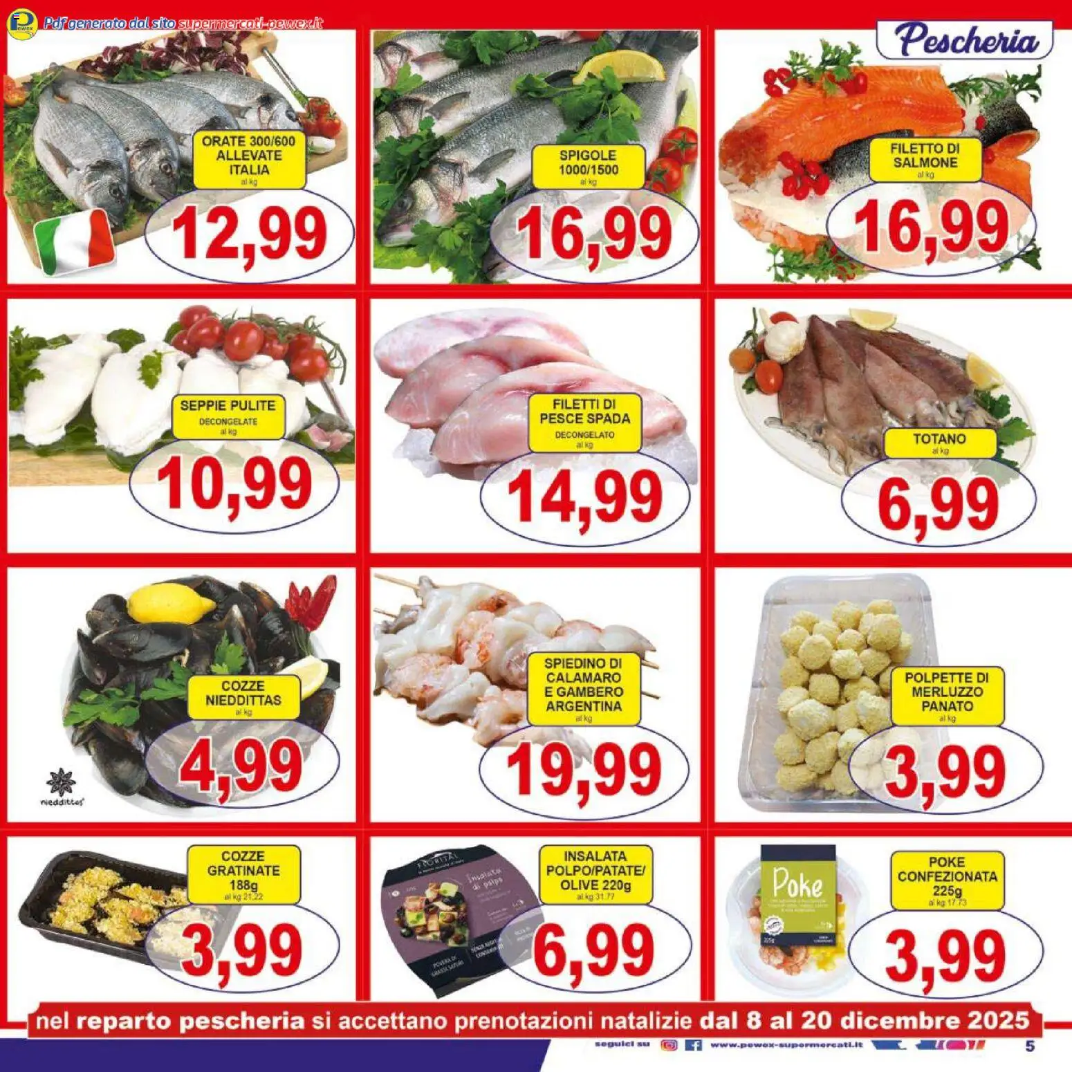 Volantino Pewex del 06.12.2025 | Pagina: 5 | Prodotti: Cozze, Olive, Totano, Polpette