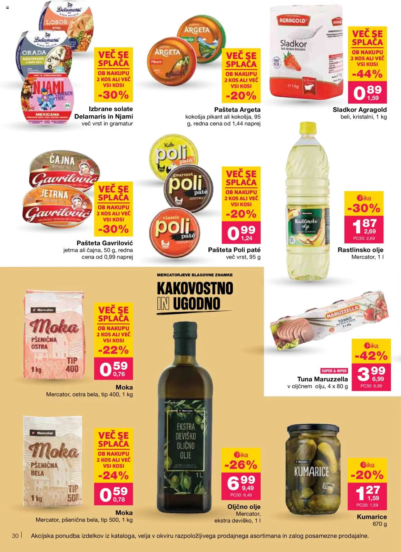 Mercator katalog │ velja od 07.08.2025 | Stran: 34 | Izdelki: Moka, Oljčno olje, Losos, Olive