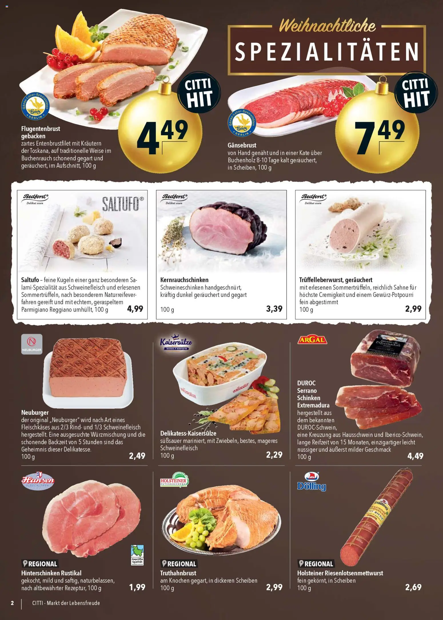 CITTI Markt Prospekt 	 – gültig ab 03.12.2025 | Seite: 2 | Produkte: Serrano schinken, Schinken, Schweinefleisch, Sahne
