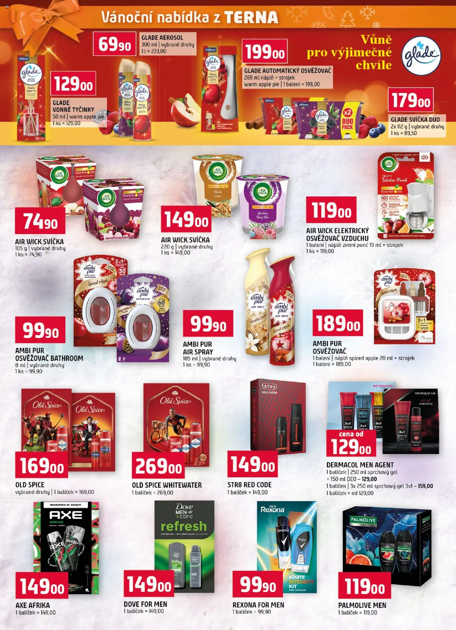 Terno leták - Vánoční speciál od 18.11.2025 | Strana: 16 | Produkty: Vonné tyčinky, Air Wick, Old Spice, Rexona