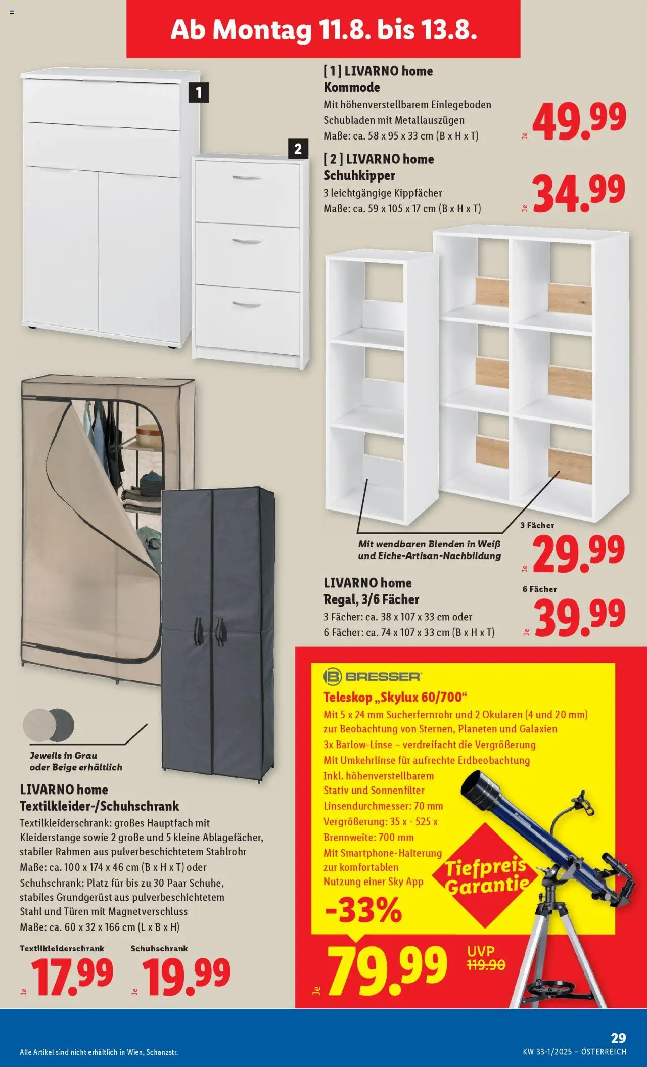 Lidl Flugblatt - Altenmarkt im Pongau, St. Johann im Pongau, Zell am See gültig ab 07.08.2025 | Seite: 33 | Produkte: Kommode
