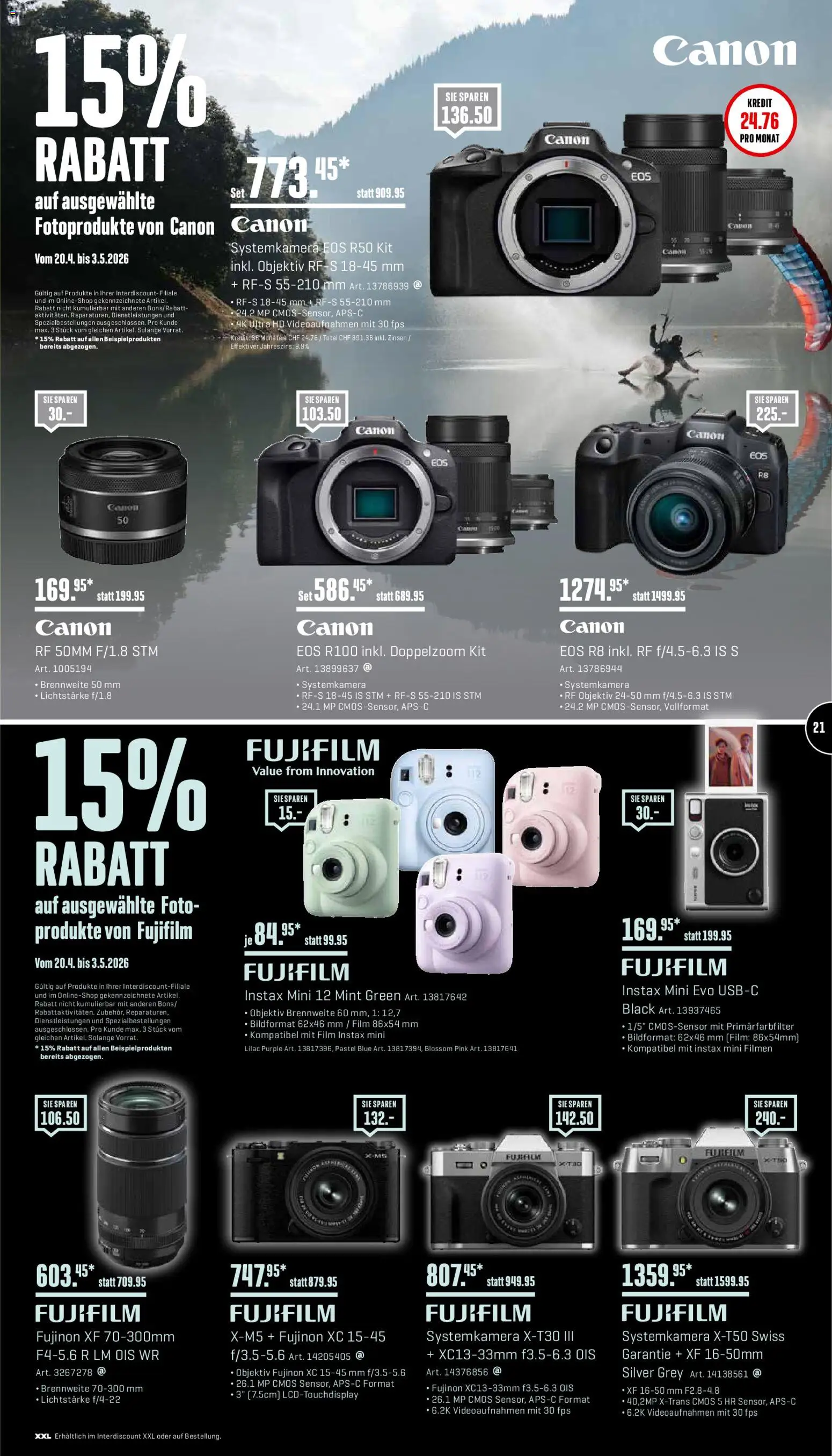 Interdiscount aktionen – gültig ab 20.04.2026 | Seite: 21 | Produkte: Systemkamera, Objektiv