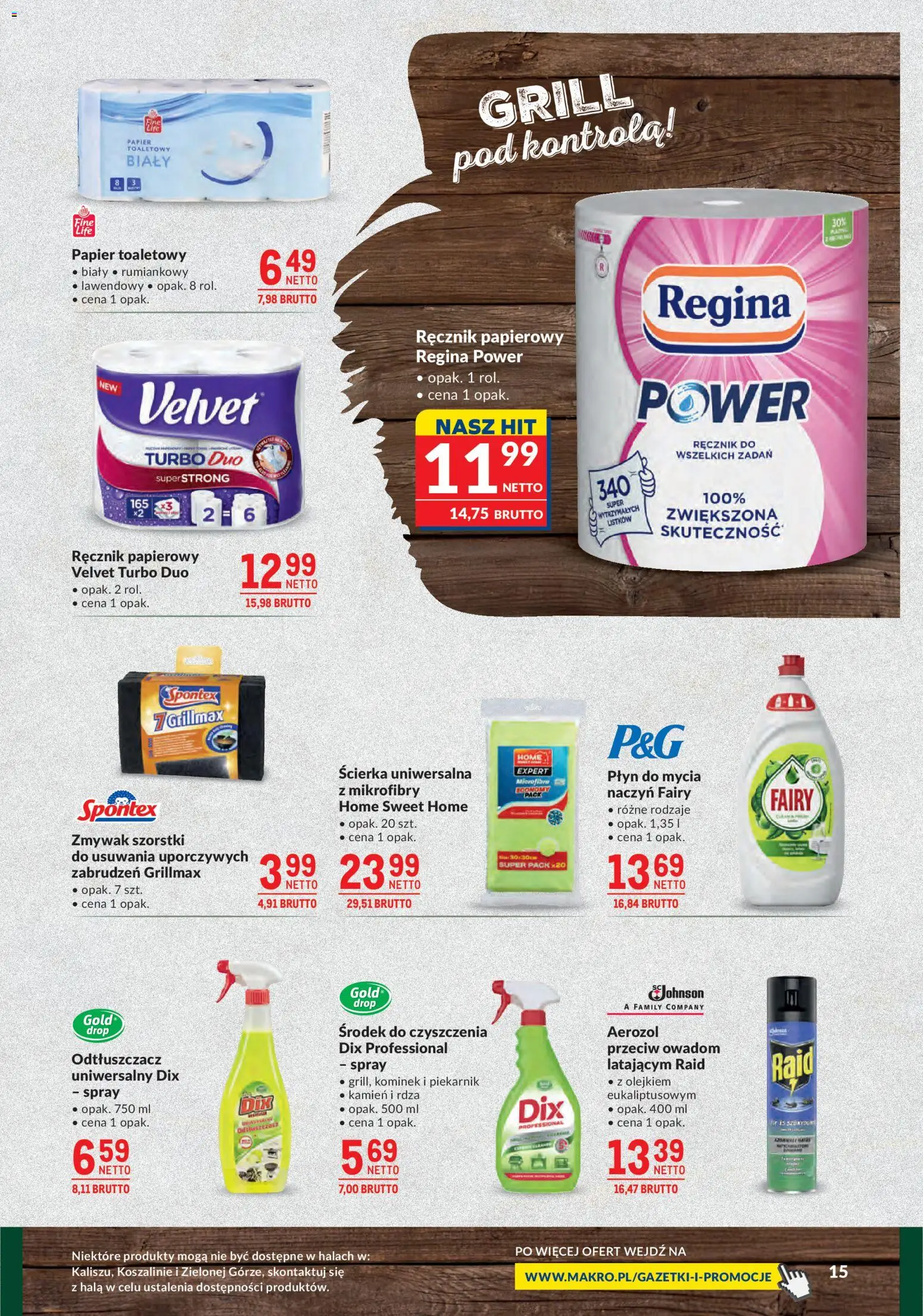 Makro gazetka - Grill-Ogród od 21.04.2026 | Strona: 15 | Produkty: Papier toaletowy, Piekarnik, Fairy, Ręcznik papierowy