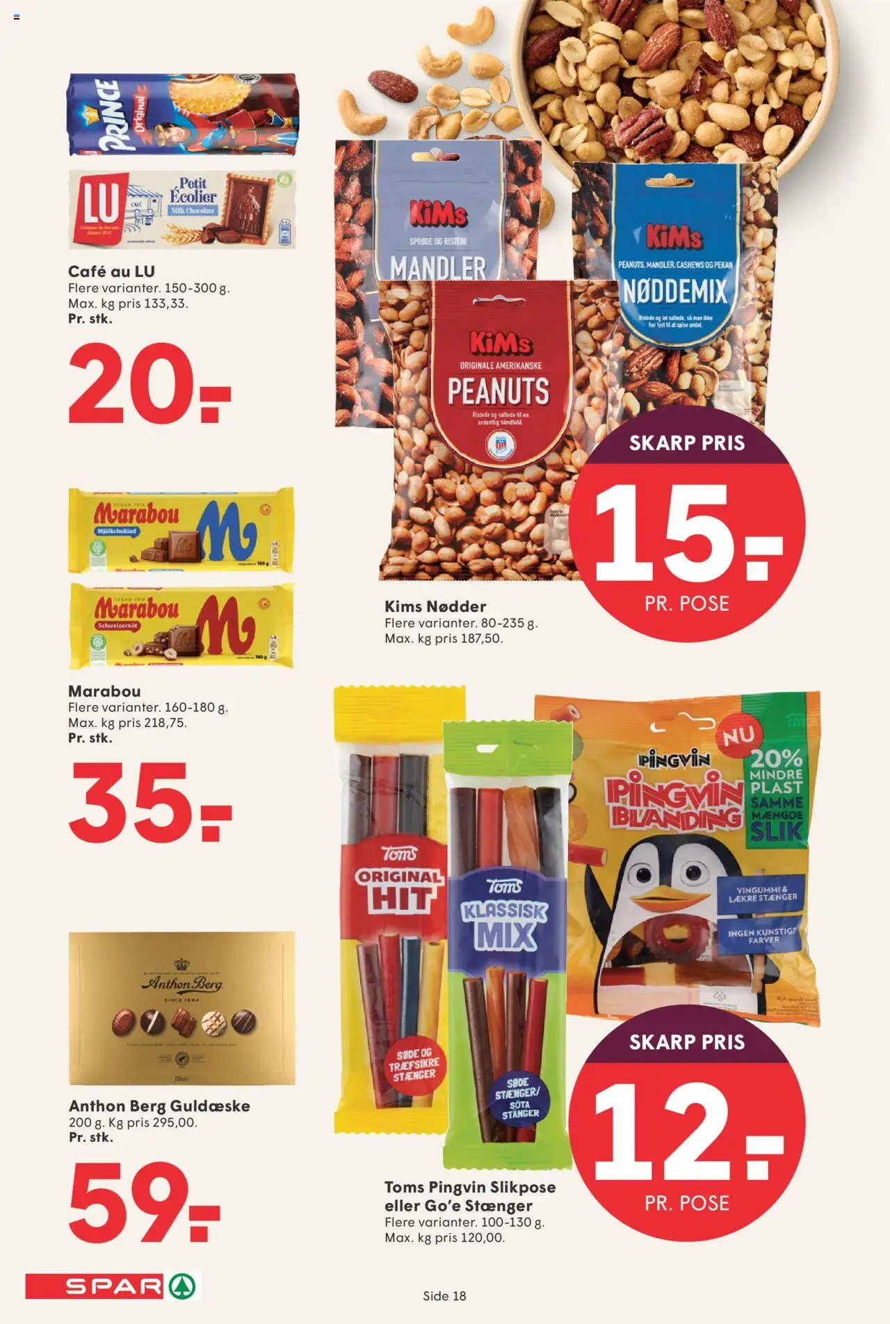 Spar tilbudsavis – gyldig fra 03.10.2025 | Side: 18 | Produkter: Slik, Nødder, Peanuts, Mandler