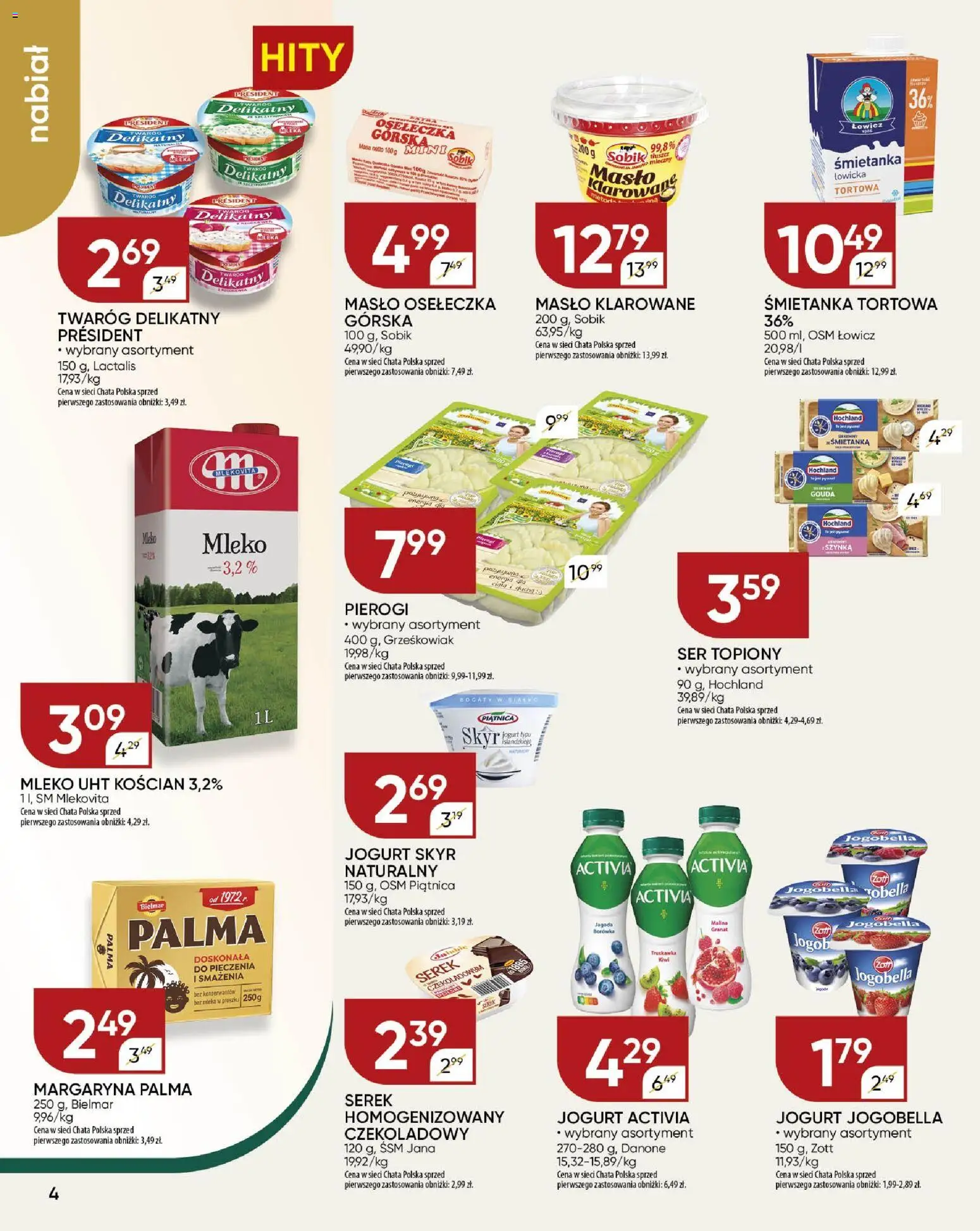 Chata Polska Gazetka od 23.10.2025 | Strona: 4 | Produkty: Ser topiony, Serek, Margaryna, Twaróg