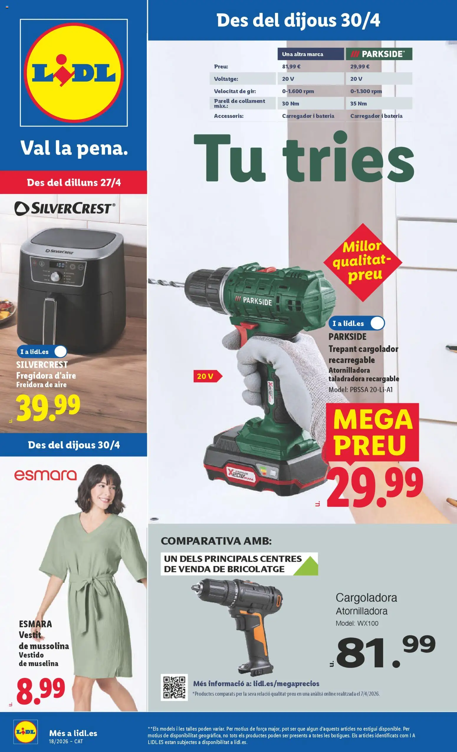 Lidl folleto de bazar │ válido desde el 27.04.2026 | Página: 1 | Productos: Freidora, Batería