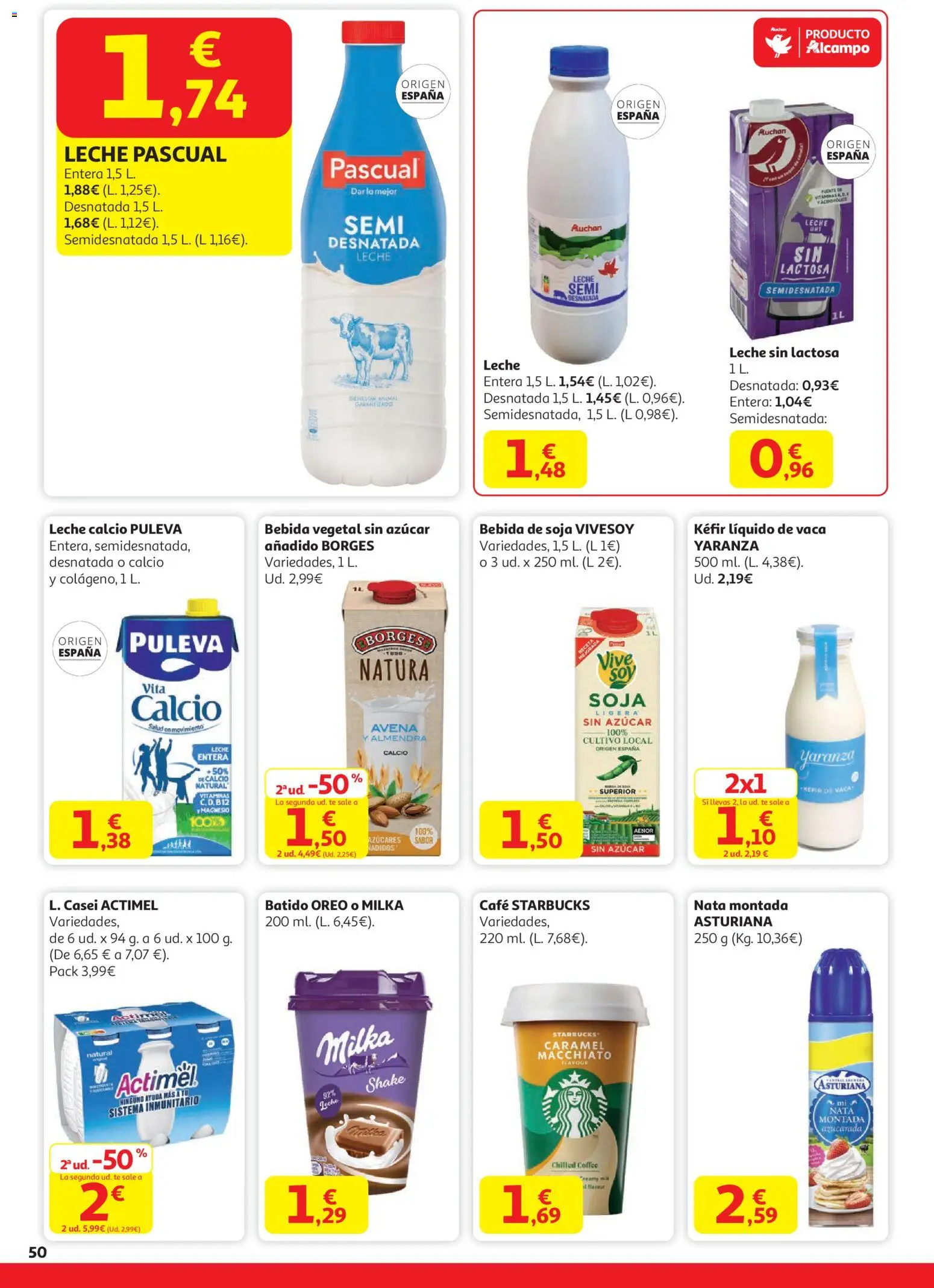 Alcampo - HG Nacional  │ válido desde el 11.12.2025 | Página: 50 | Productos: Leche sin lactosa, Café, Té, Bebida de soja