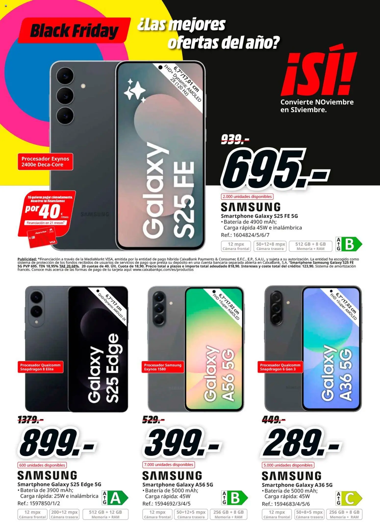 Media Markt Black Friday │ válido desde el 21.11.2025 | Página: 11 | Productos: Smartphone Samsung, Smartphone, Cámara, Batería