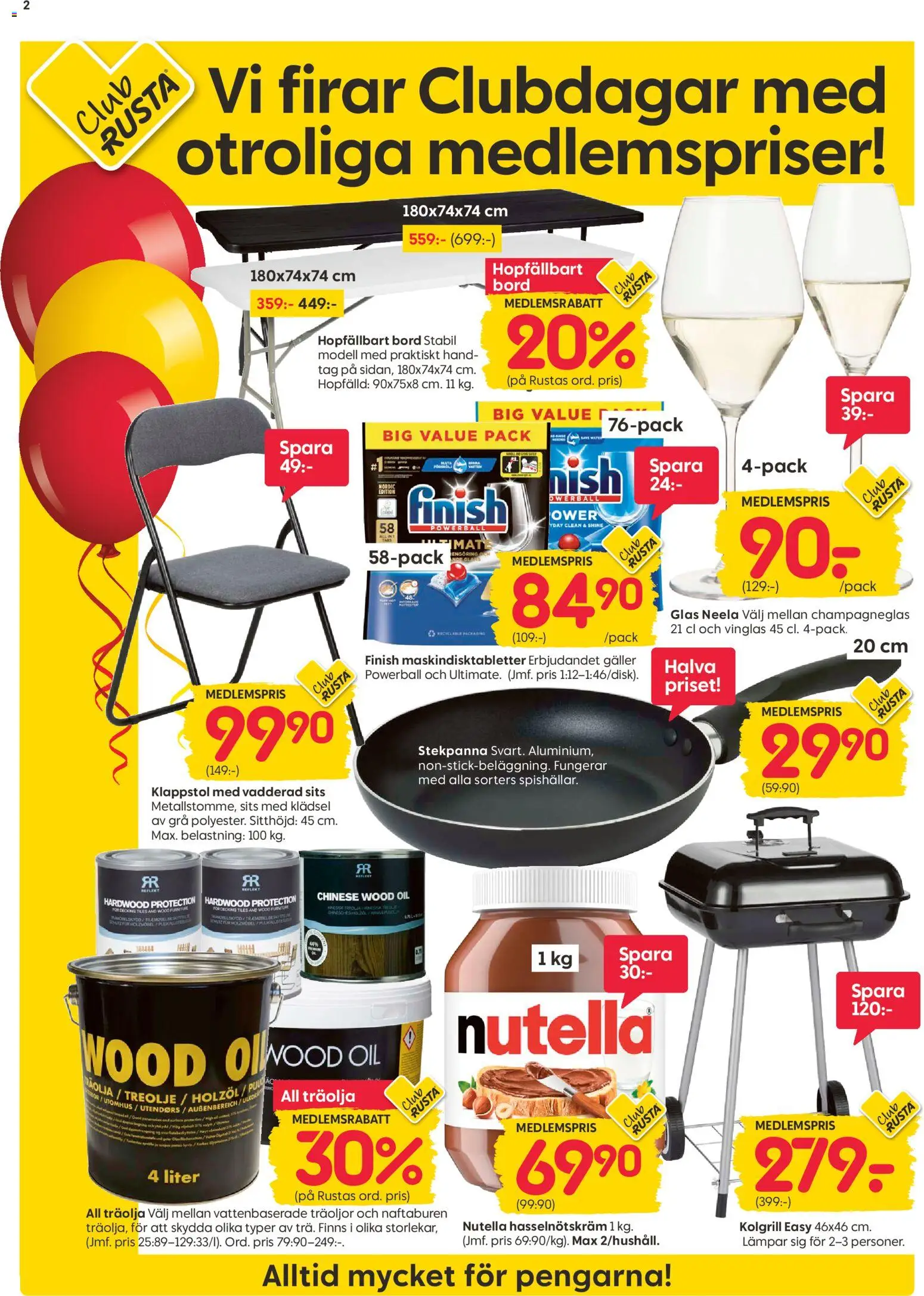 Rusta reklamblad aktuell från 23.03.2026 | Sida: 2 | Produkter: Kolgrill, Galler, Bord, Stekpanna