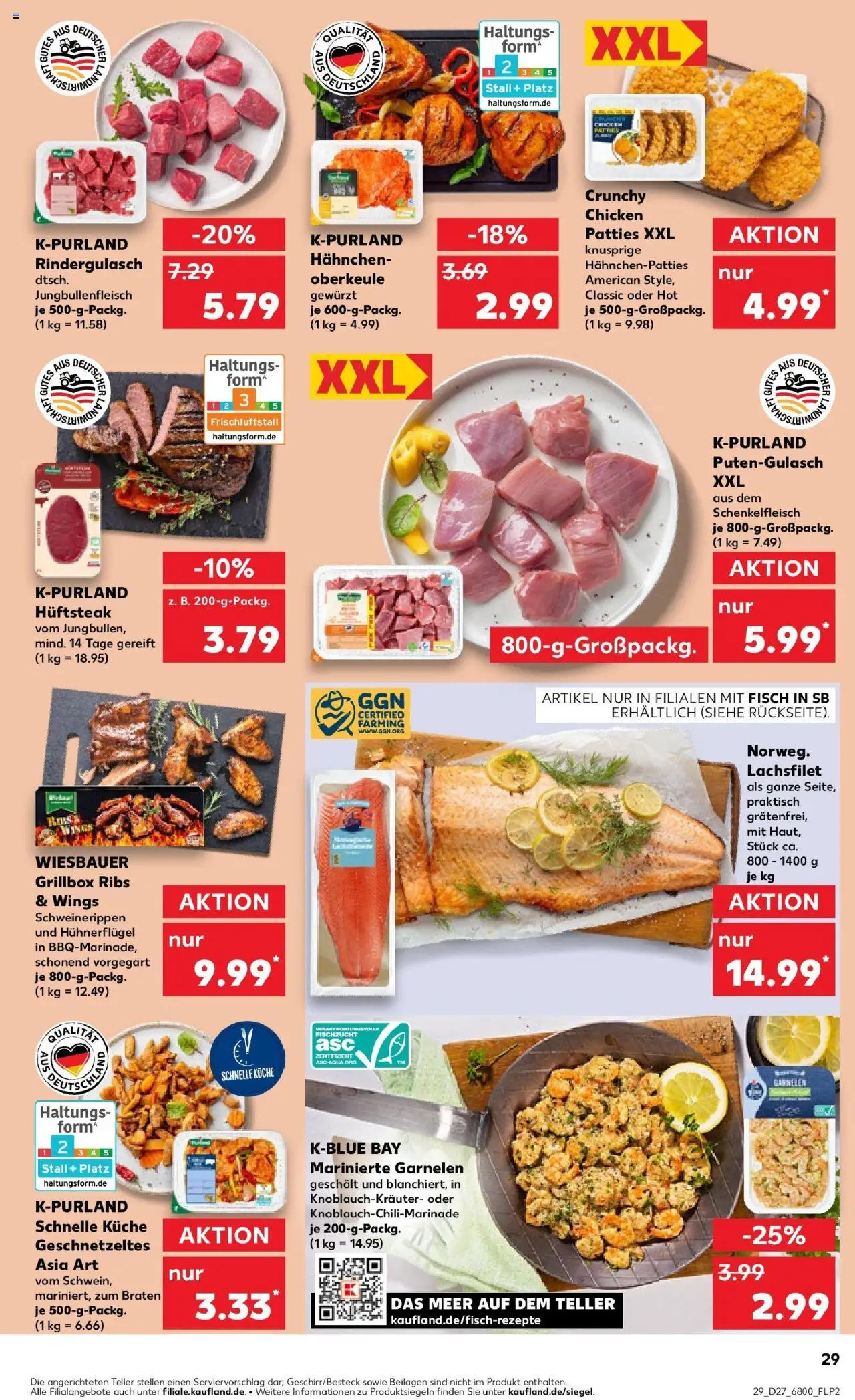 Kaufland prospekt Quedlinburg	 - gültig ab dem 06.07.2025 | Seite: 44 | Produkte: Rindergulasch, Küche, Garnelen, Fisch