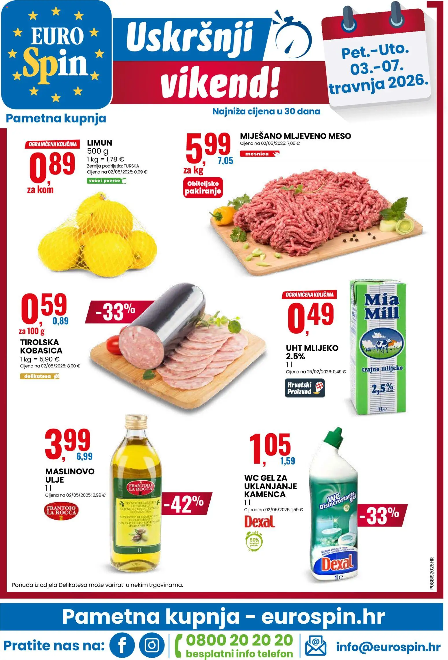 Eurospin katalog | vrijedi od 01.04.2026 | Stranica: 16 | Proizvodi: Maslinovo ulje, Mljeveno meso, Povrće, Telefon