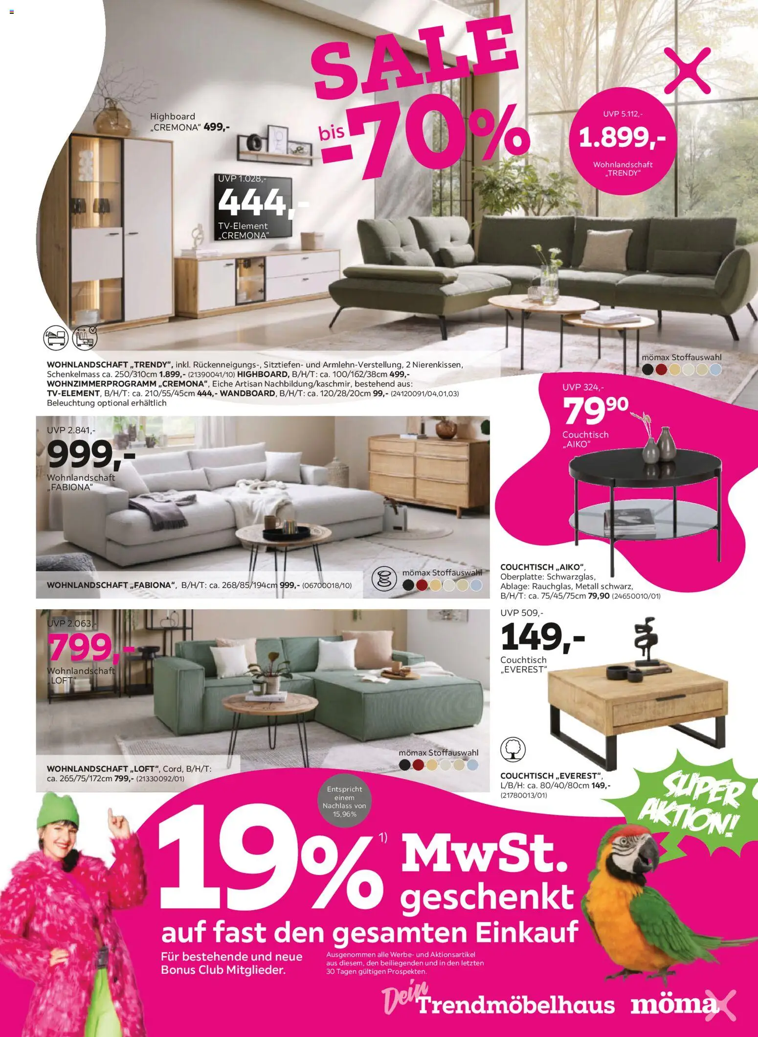 Mömax Prospekt 	 – gültig ab 20.12.2025 | Seite: 3 | Produkte: Wohnlandschaft, HIghboard, Couchtisch