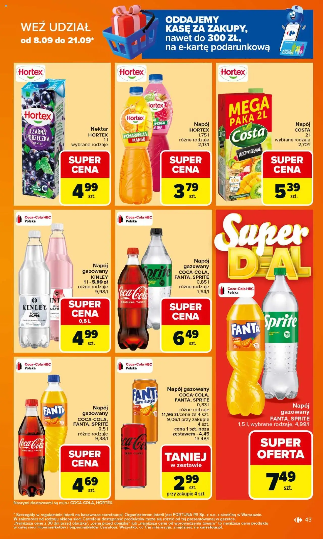 Carrefour Gazetka od 15.09.2025 | Strona: 43 | Produkty: Mango, Sprite, Porzeczka