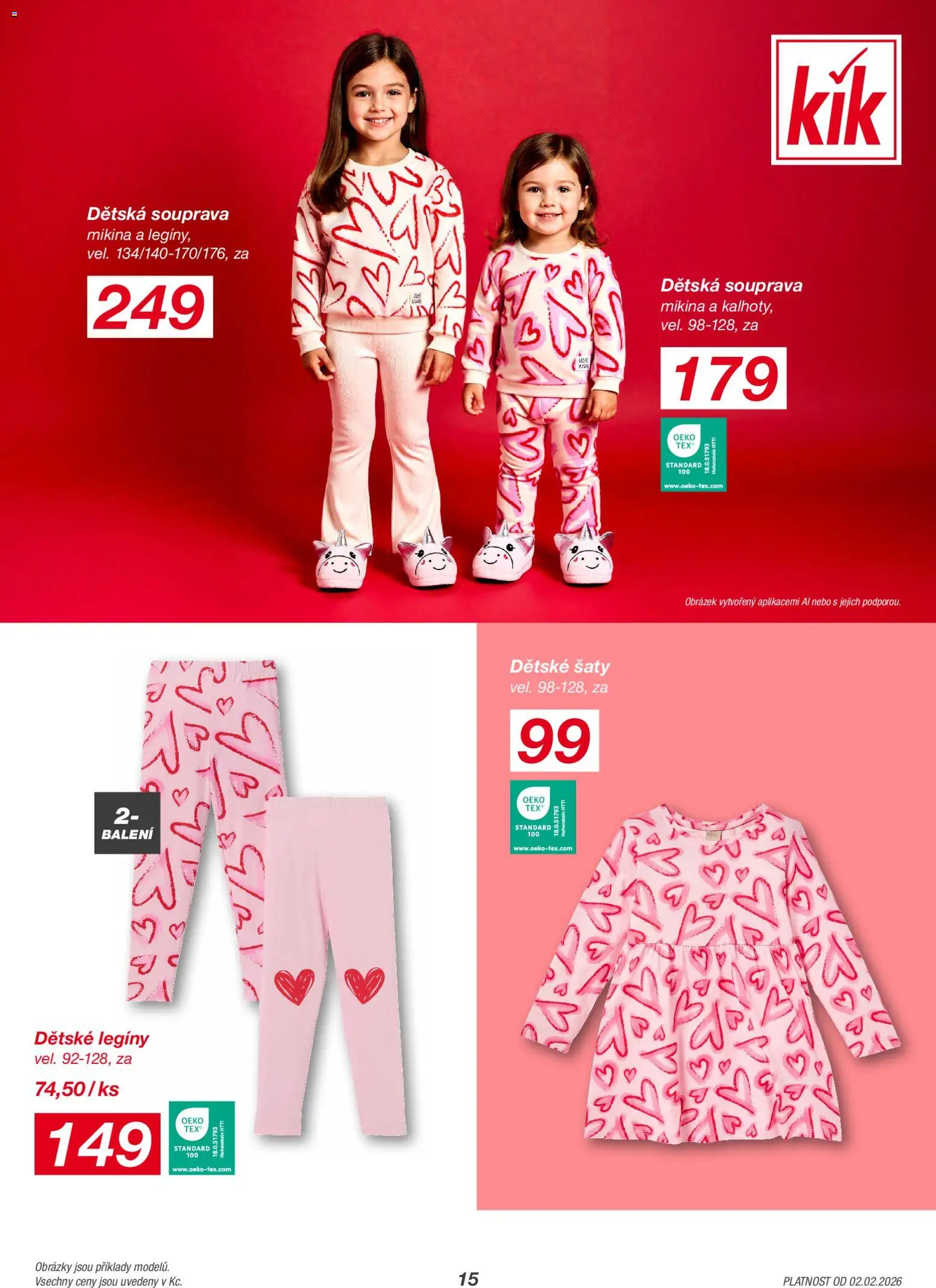 Kik leták od 02.02.2026 | Strana: 15 | Produkty: Šaty, Mikina, Legíny