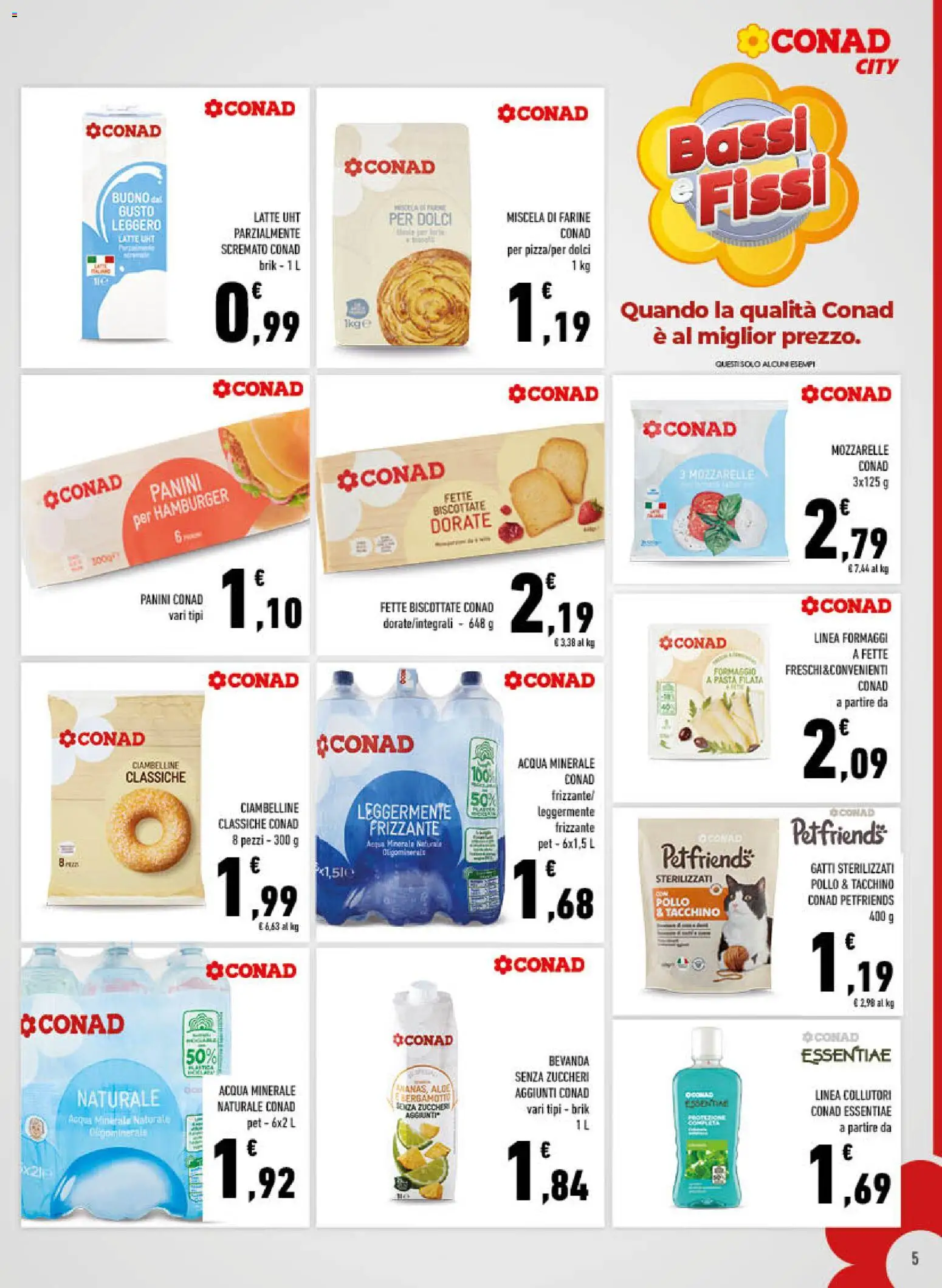 Volantino Conad del 19.11.2025 | Pagina: 5 | Prodotti: Acqua, Mozzarella, Formaggio, Acqua minerale