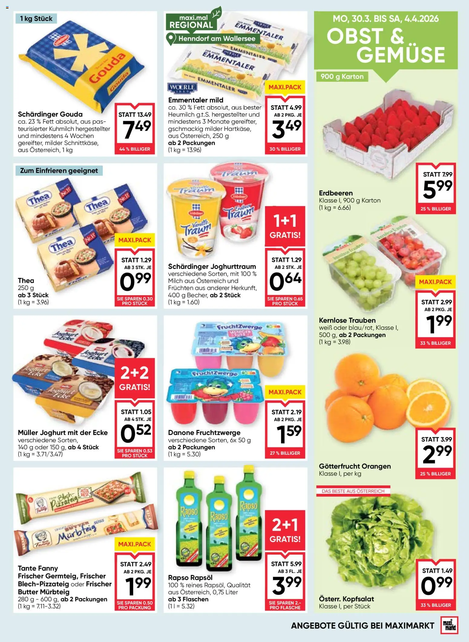Maximarkt Flugblatt gültig ab 31.03.2026 | Seite: 11 | Produkte: Erdbeeren, Gemüse, Joghurt, Orangen