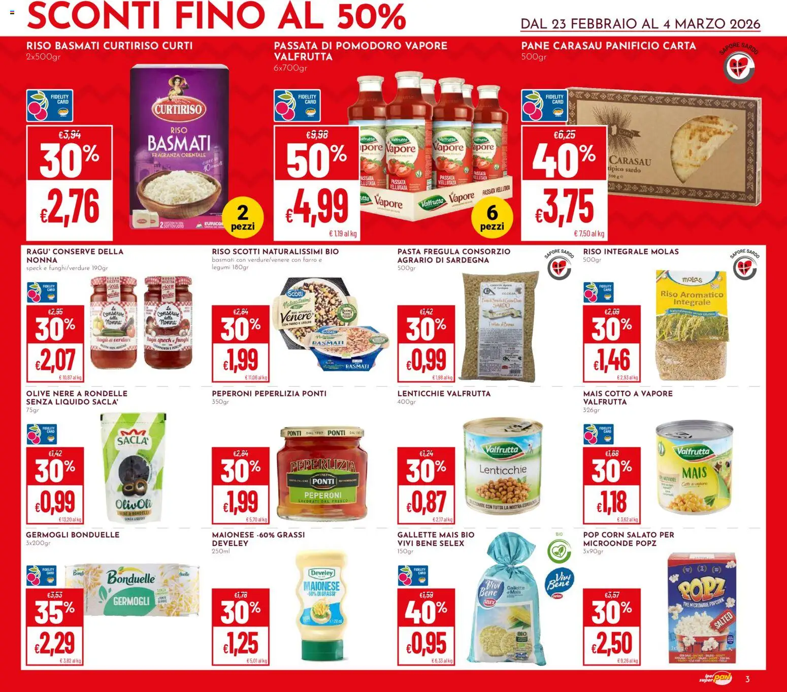 Volantino Pan del 23.02.2026 | Pagina: 3 | Prodotti: Pomodoro, Funghi, Passata di pomodoro, Pop corn