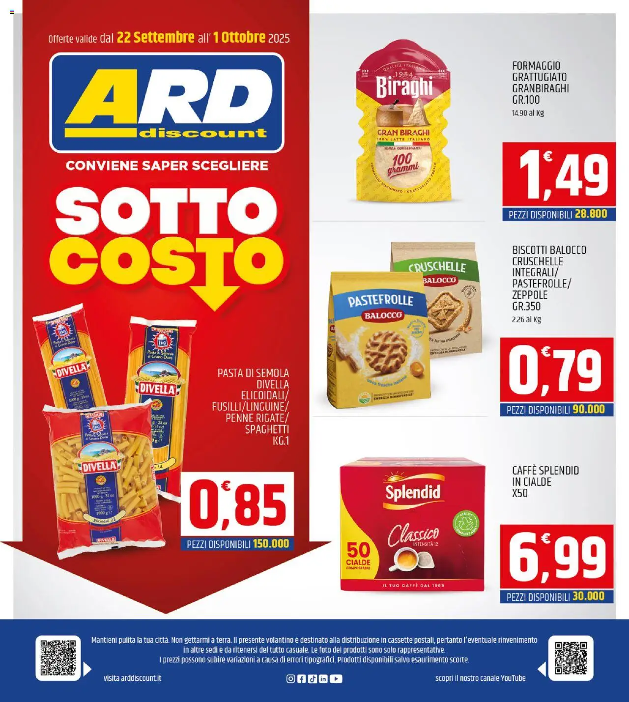 Volantino ARD Discount del 22.09.2025 | Pagina: 24 | Prodotti: Latte, Formaggio, Farina, Penne
