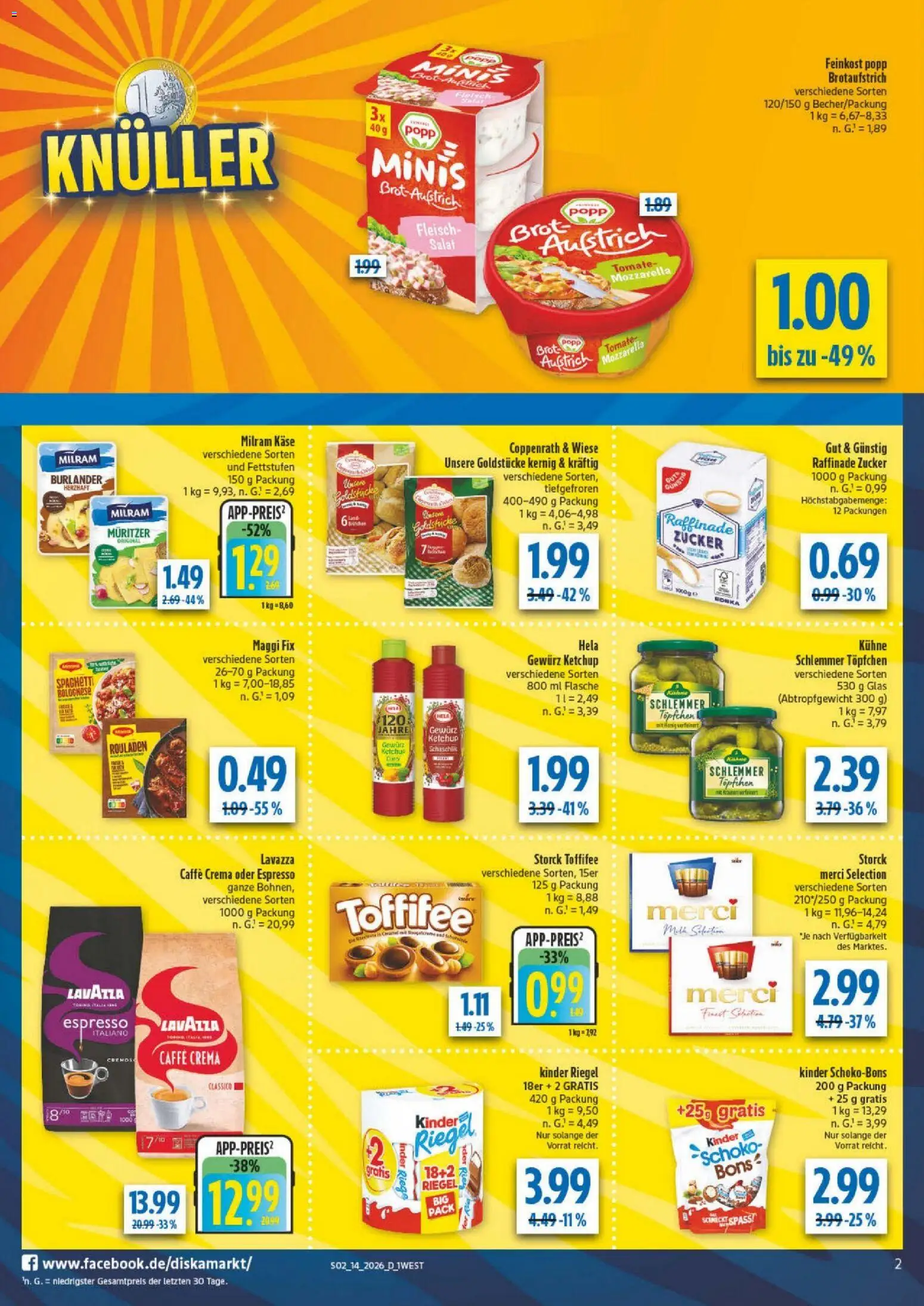 Diska - Diska Angebote Bayern KW14 – gültig ab 30.03.2026 | Seite: 2 | Produkte: Lavazza, Milram, Toffifee, Fleisch