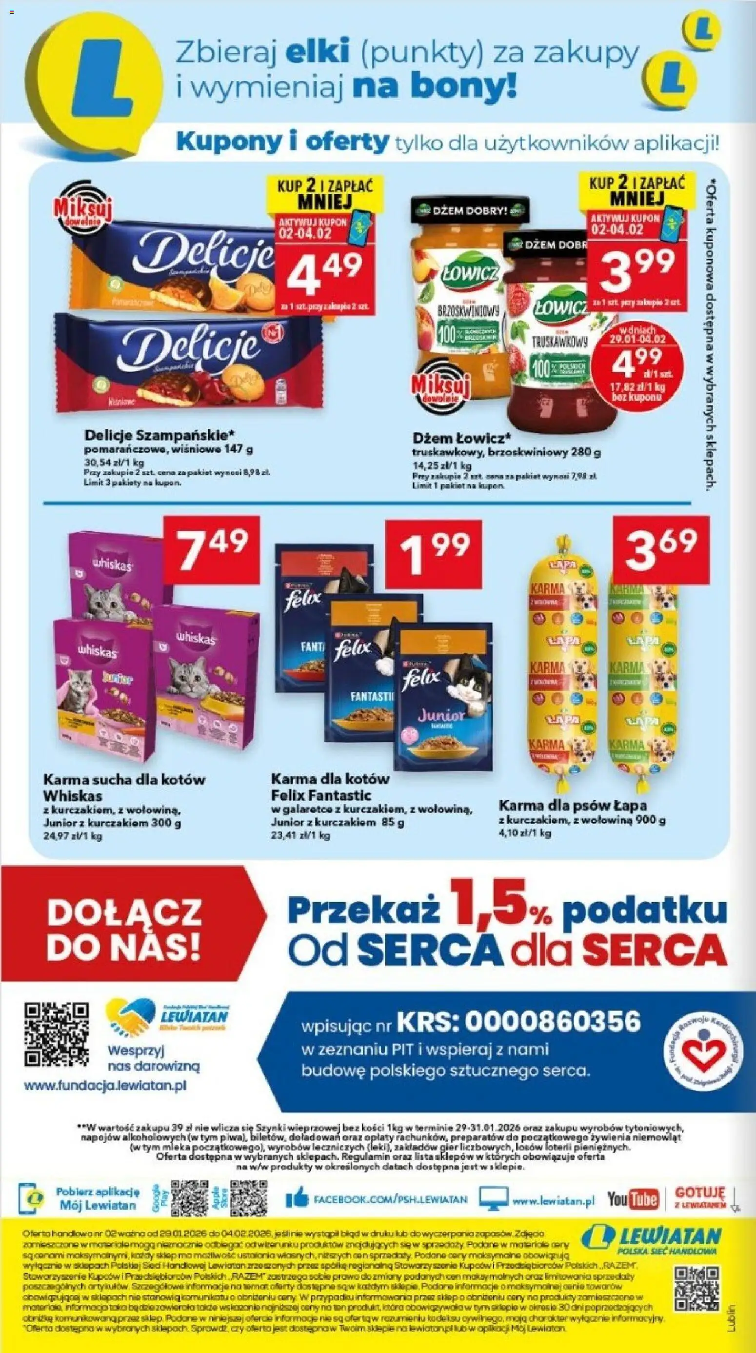 Lewiatan gazetka - Lublin od 29.01.2026 | Strona: 8 | Produkty: Dżem, Karma dla kotów, Wołowina, Karma dla psów