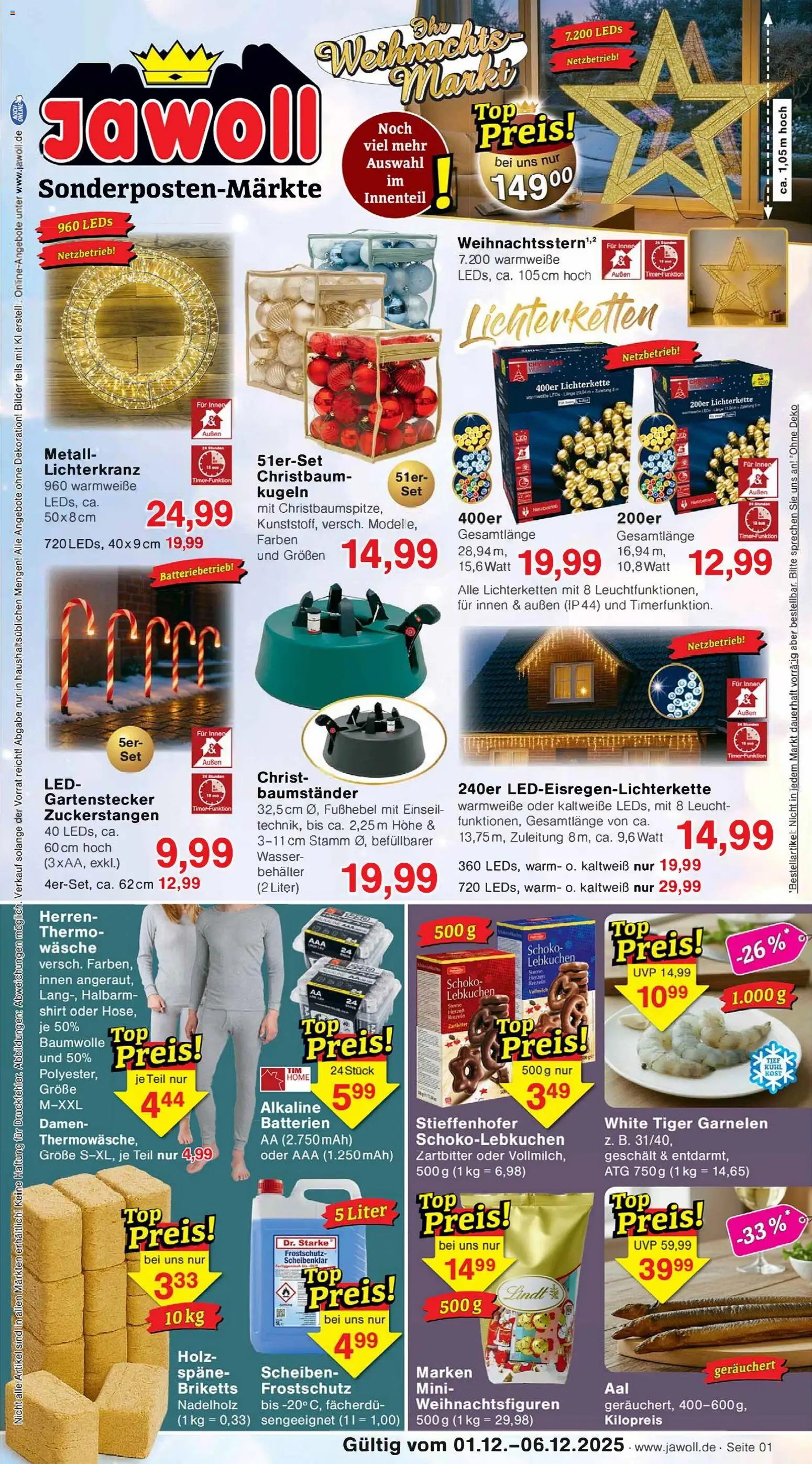 Jawoll Prospekt 	 – gültig ab 01.12.2025 | Seite: 1 | Produkte: Batterien, Garnelen, Bilder, Wasser