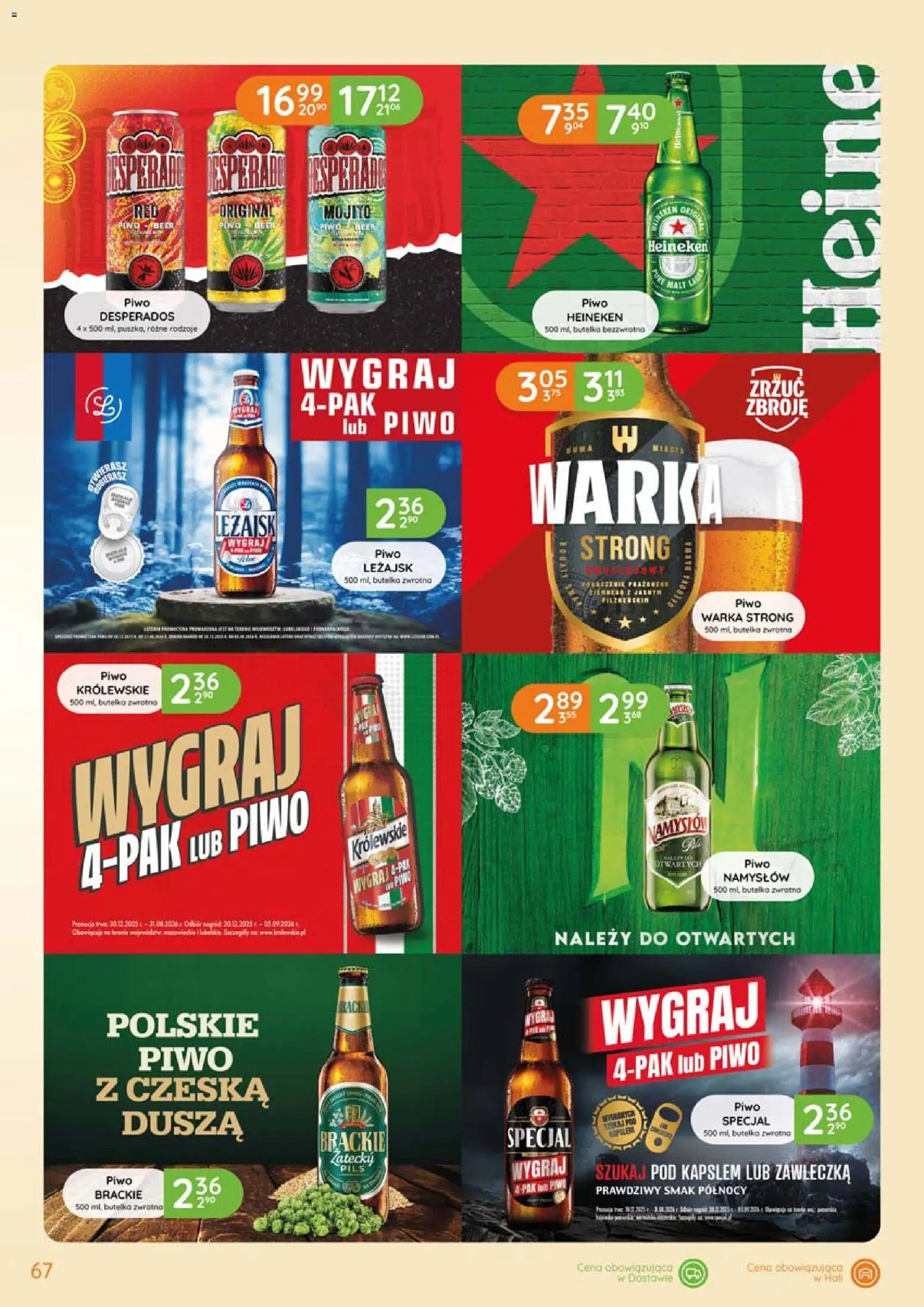 Eurocash Gazetka - Katalog Alkoholowy od 01.02.2026 | Strona: 67 | Produkty: Piwo Desperados, Piwo Warka, Piwo, Heineken
