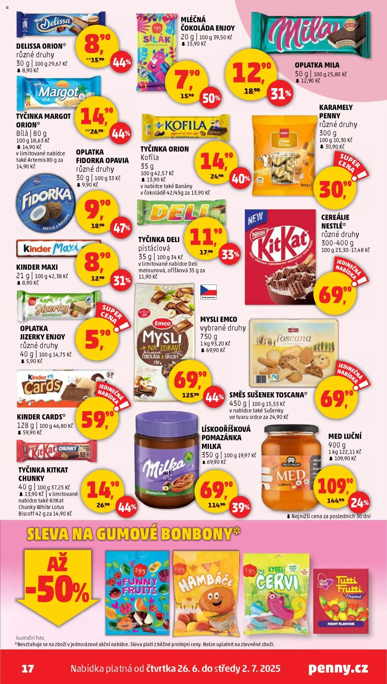 Penny Market leták - Čtvrtečník od 26.06.2025 | Strana: 17 | Produkty: Čokoláda, Cookies, Mila, Sušenky