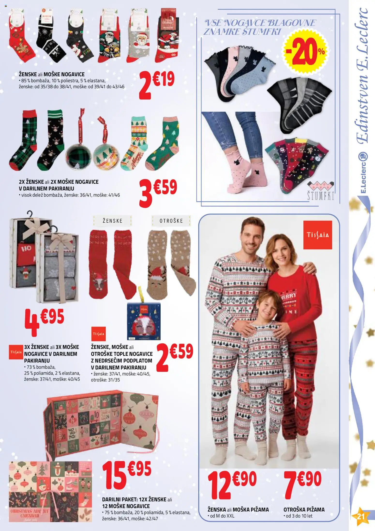 Novi E.leclerc katalog ponudbe – veljaven od 26.11.2025 | Stran: 21 | Izdelki: Pižama, Nogavice