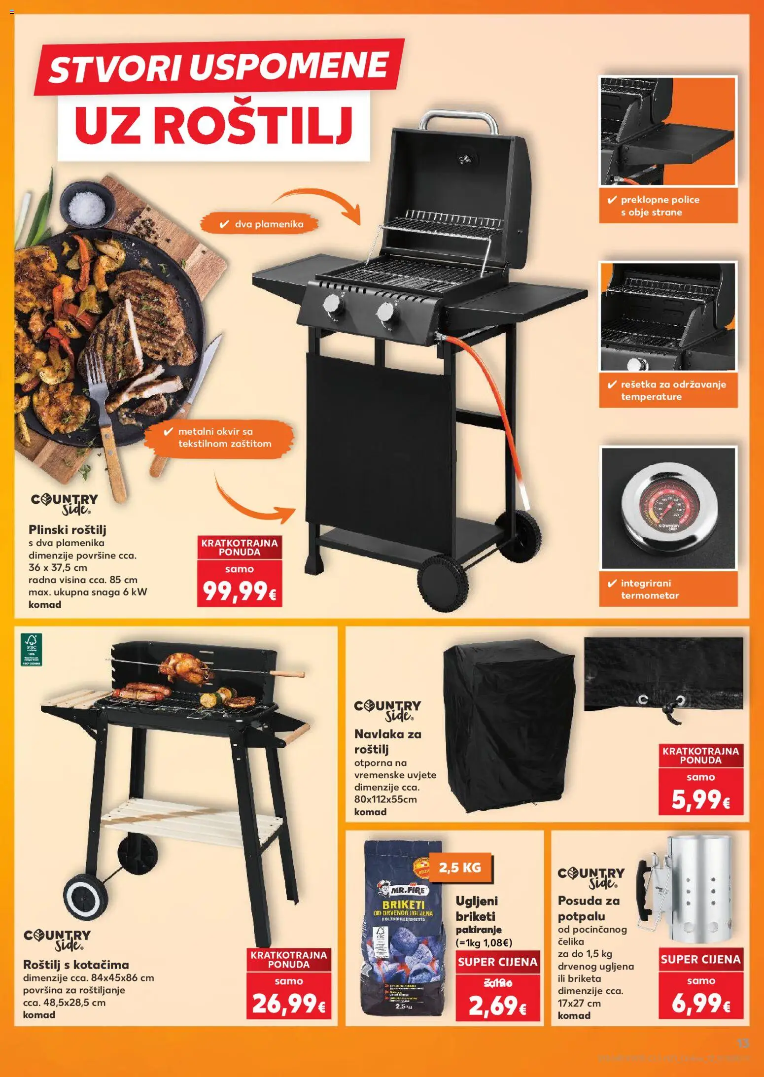 Kaufland katalog | vrijedi od 07.04.2026 | Stranica: 13 | Proizvodi: Roštilj, Termometar, Briketi