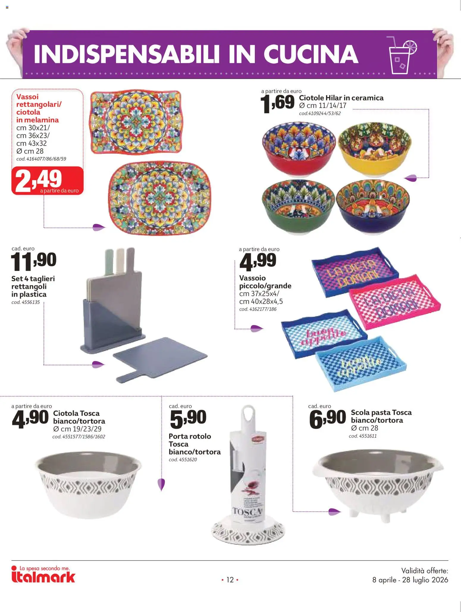 Volantino Italmark del 08.04.2026 | Pagina: 12 | Prodotti: Pasta, Vassoio, Ciotola