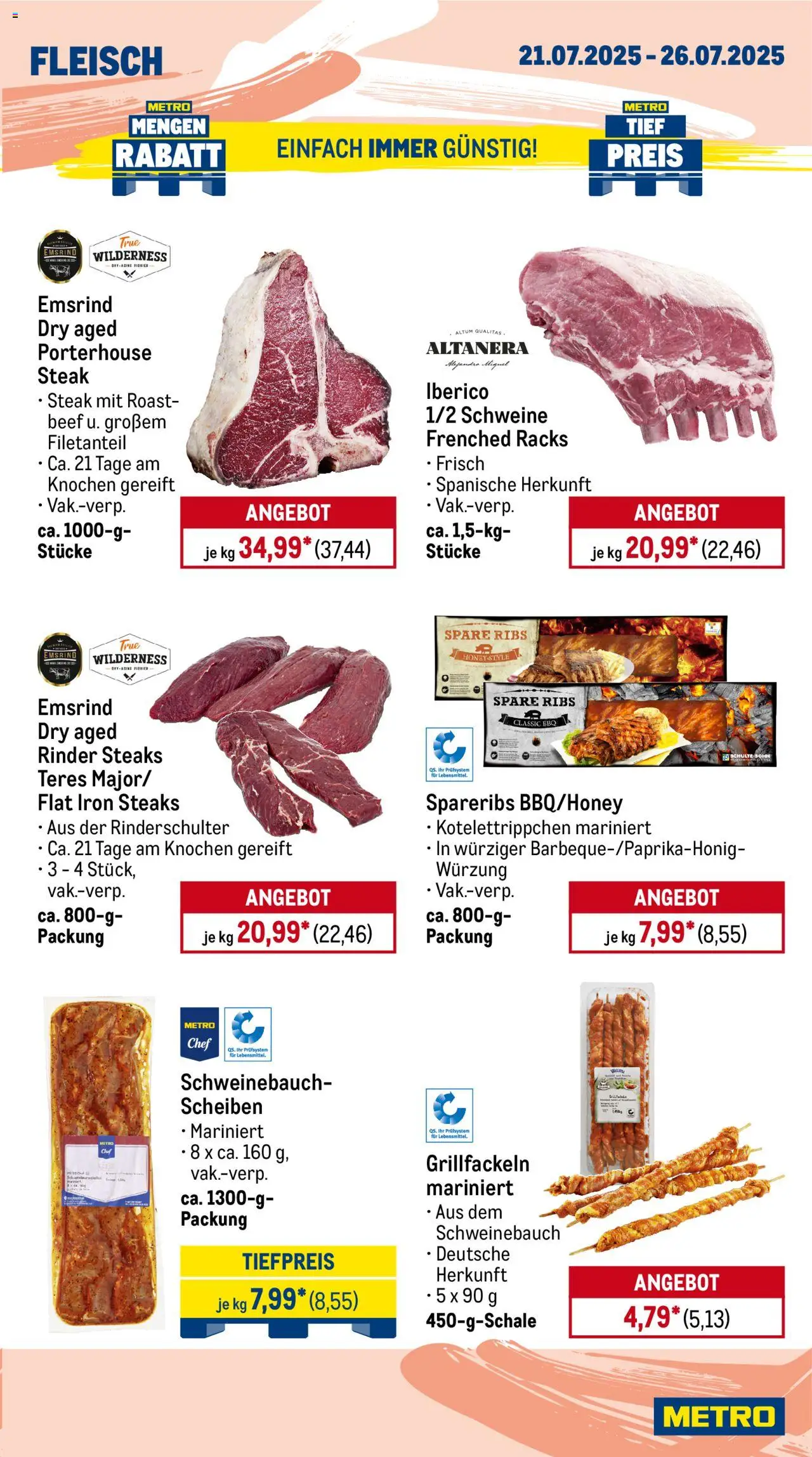 Metro Prospekt 	 - gültig ab dem 21.07.2025 | Seite: 3 | Produkte: Schweinebauch, Spare ribs, Steak, Fleisch