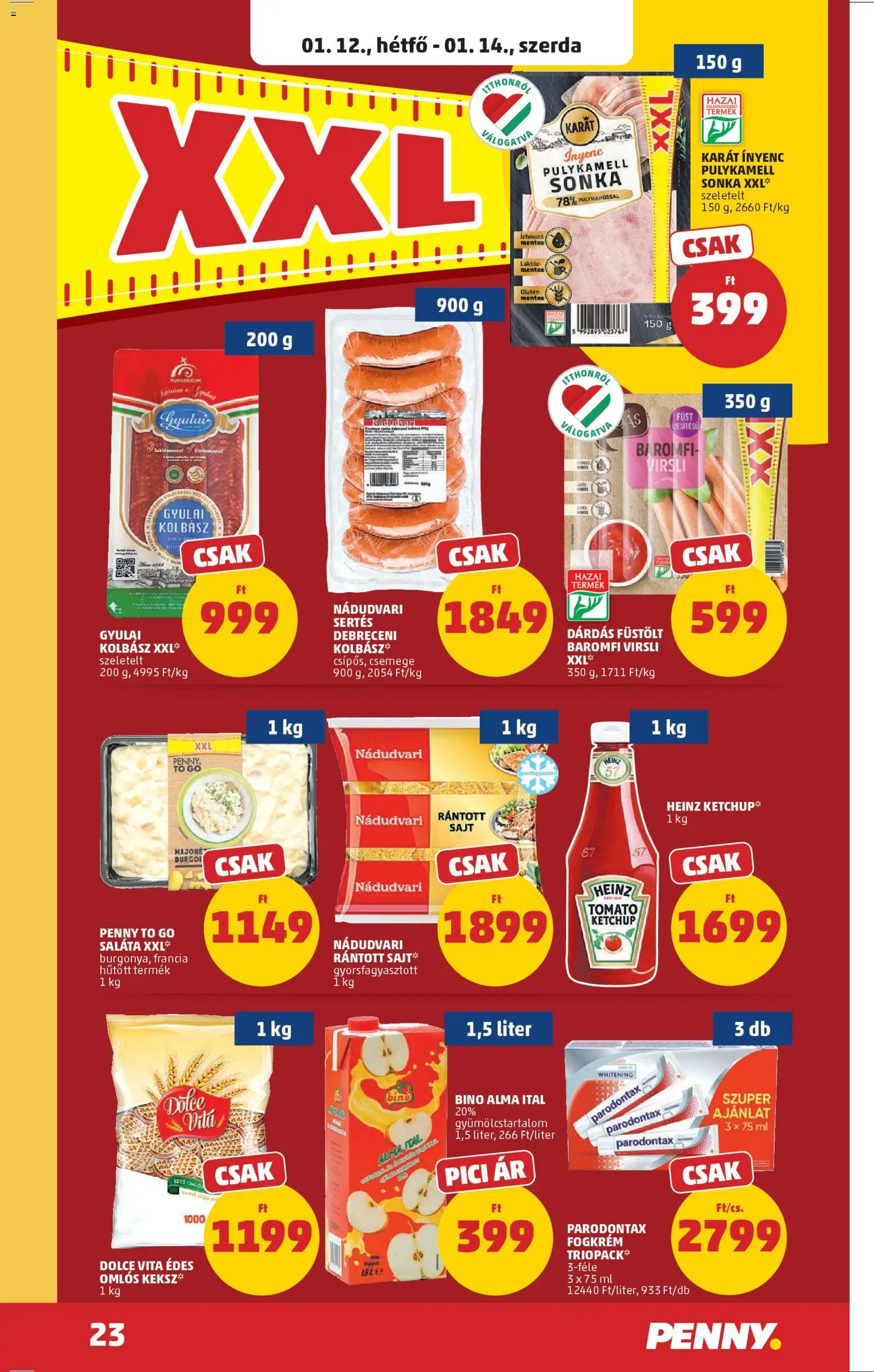 PENNY akciós ujság - amely érvényes a következő dátumtól: 08.01.2026 | Oldal: 27 | Termékek: Rántott sajt, Gyulai kolbász, Fogkrém, Saláta