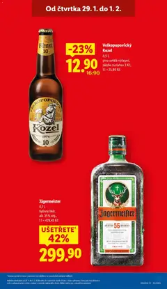 Náhled letáku Velkopopovický Kozel, 0,5 l, pivo světlé výčepní, záloha na lahev 3 Kč, 1 l = 25,80 Kč od 29.01.2026 | Strana: 5