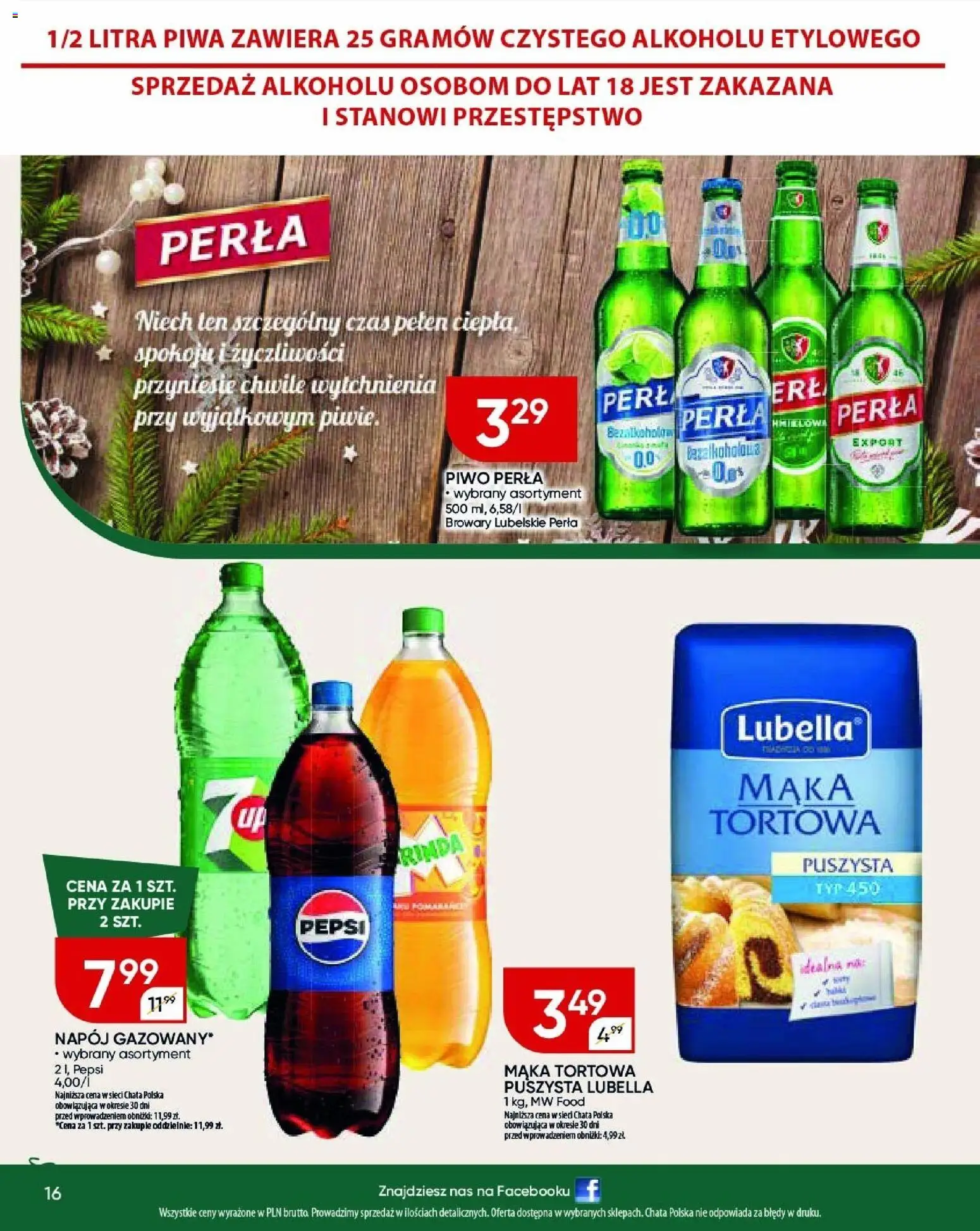 Chata Polska Gazetka od 18.12.2025 | Strona: 36 | Produkty: Pepsi, Piwo perła, Piwo