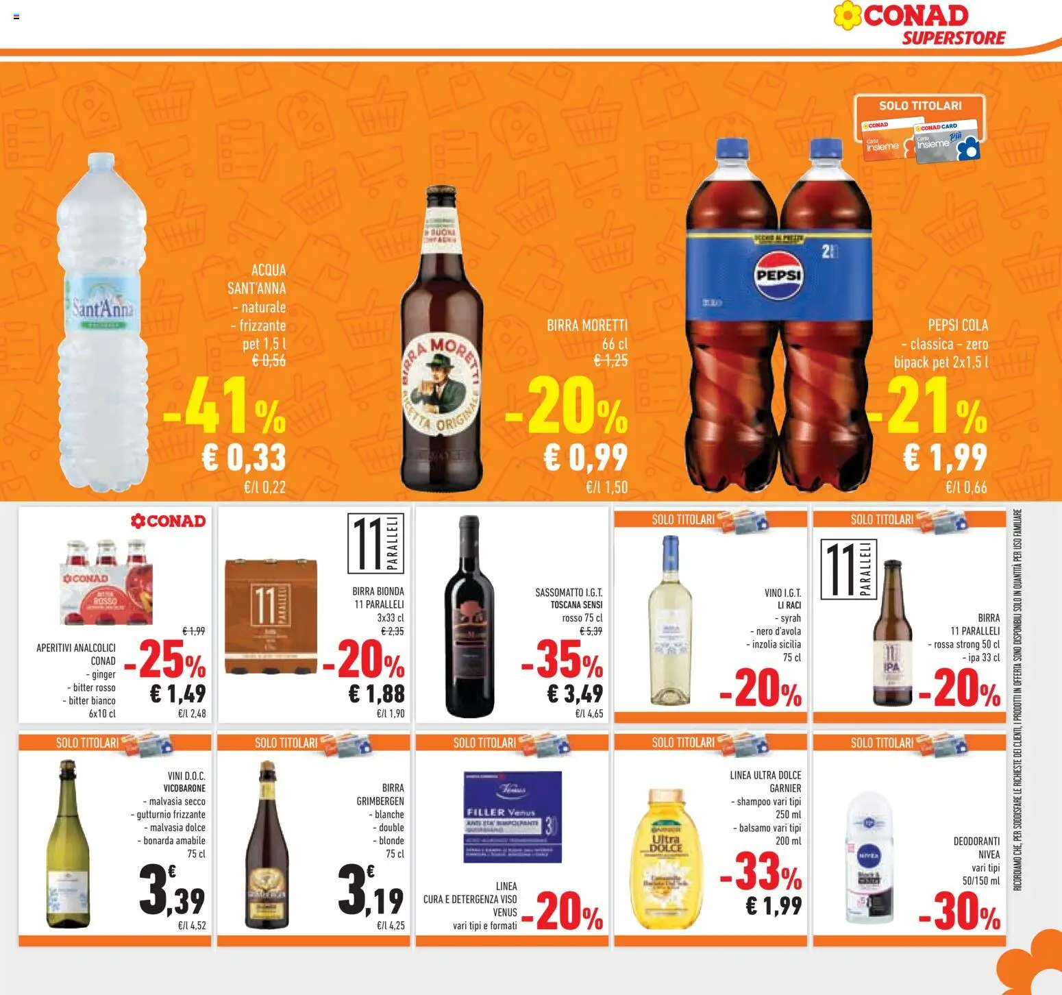 Volantino Conad del 14.01.2026 | Pagina: 27 | Prodotti: Shampoo, Birra, Vino, Birra Moretti