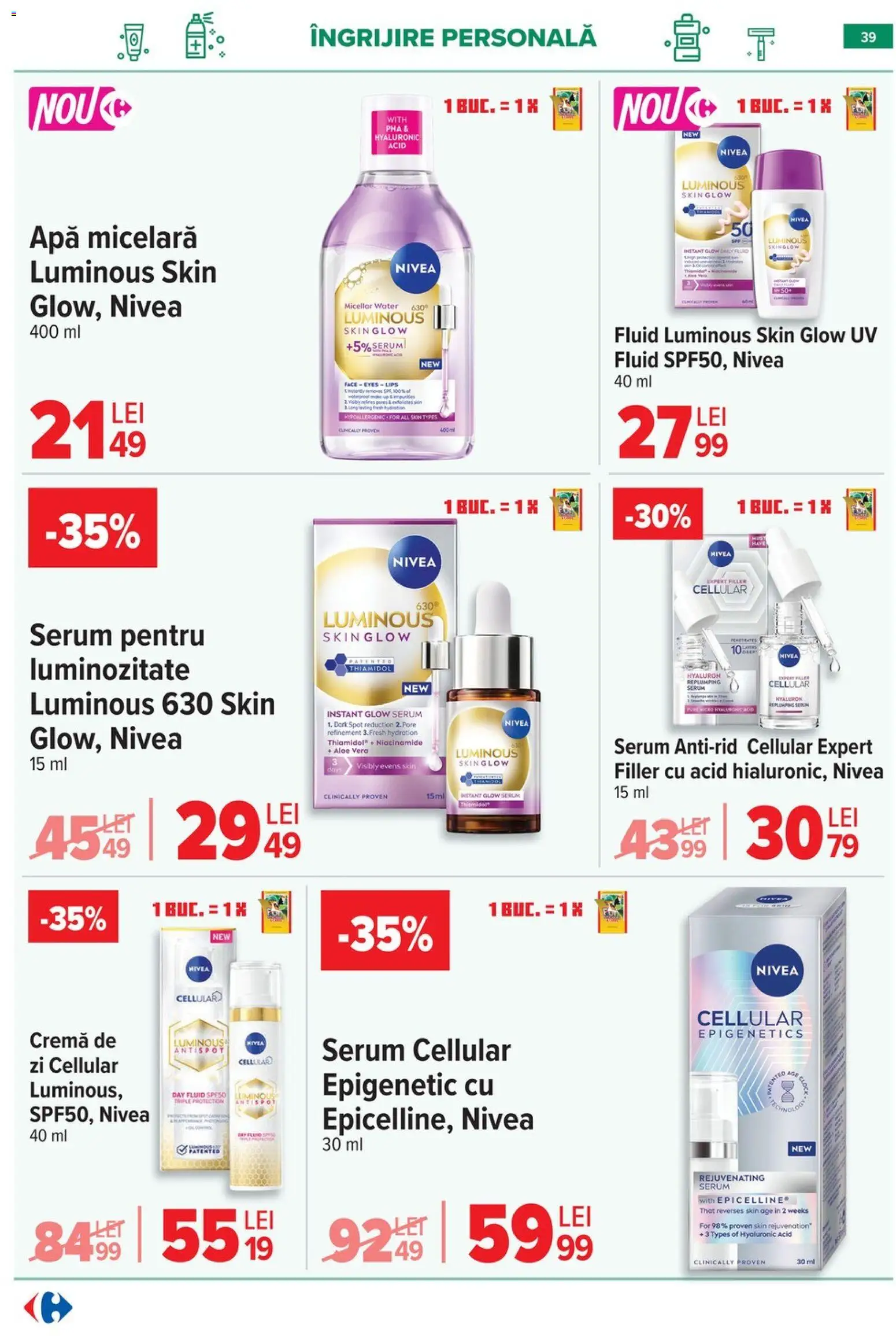 Noul catalog Carrefour – valabil de la 15.04.2026 | Pagină: 40 | Produse: Serum, Aloe vera, Cremă, Apă