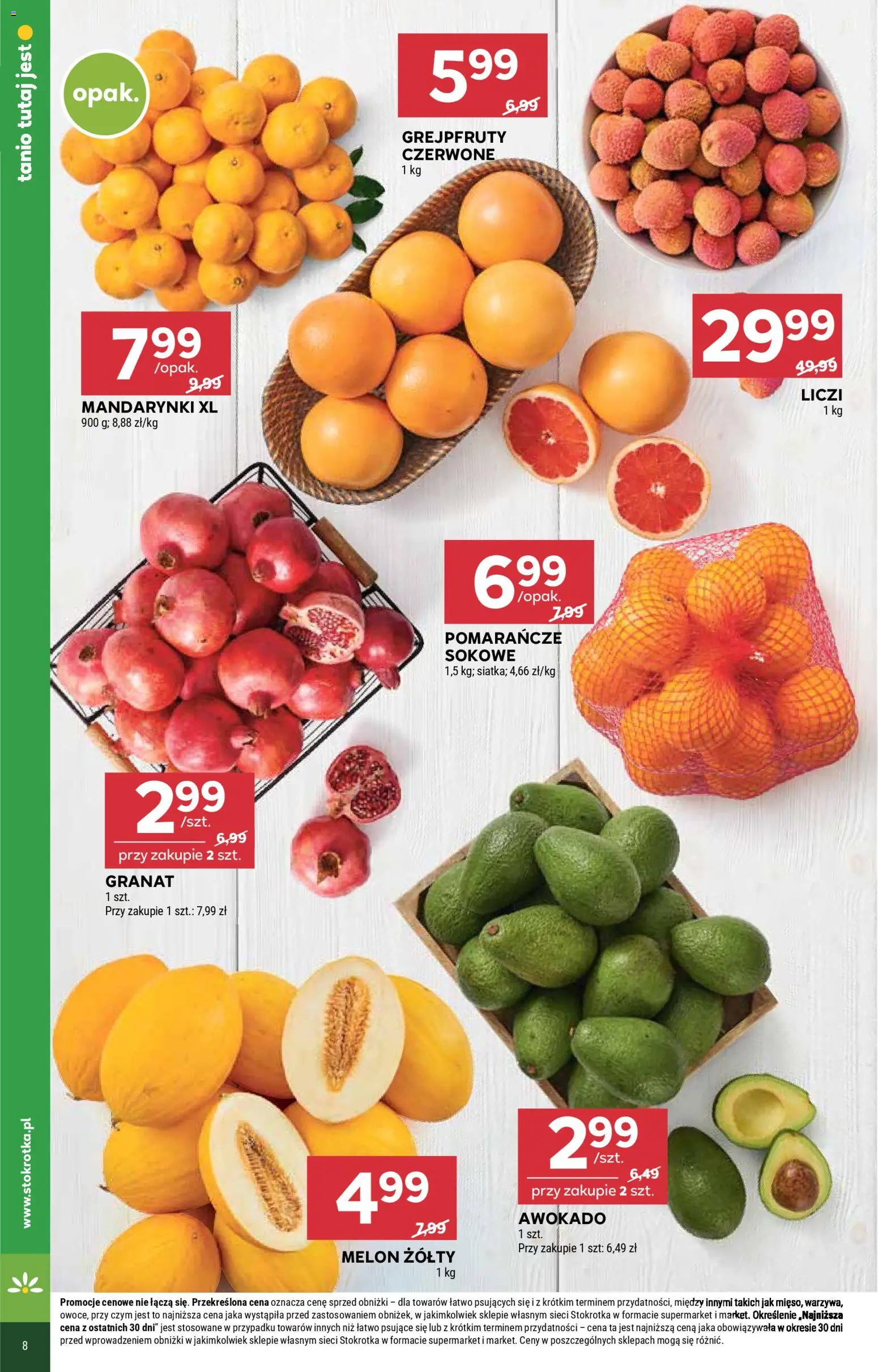Stokrotka Gazetka - Supermarket od 05.01.2026 | Strona: 8 | Produkty: Melon, Pomarańcze, Mandarynki, Awokado