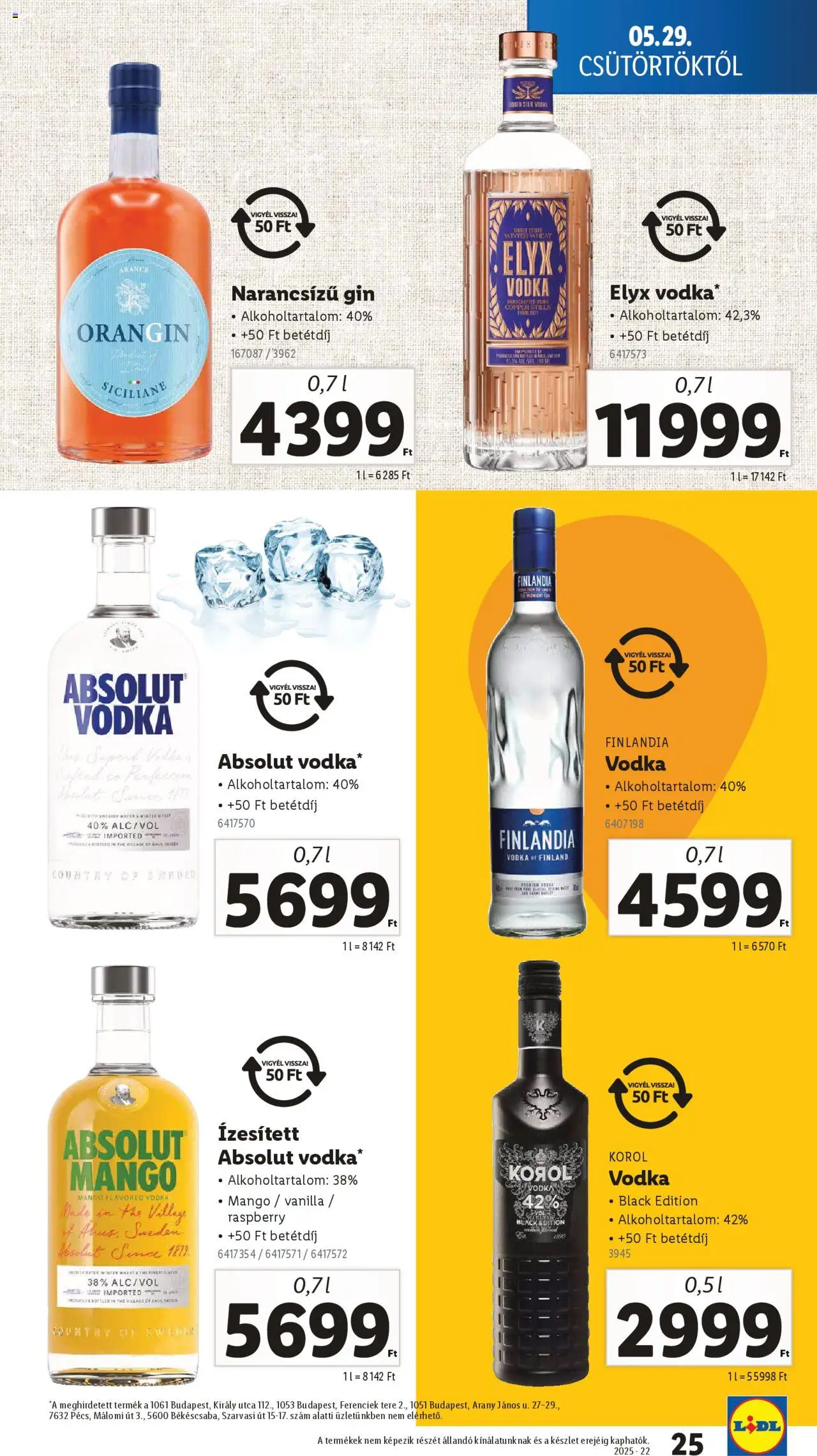 Lidl akciós ujság - amely érvényes a következő dátumtól: 29.05.2025 | Oldal: 25 | Termékek: Gin, Vodka, Mangó