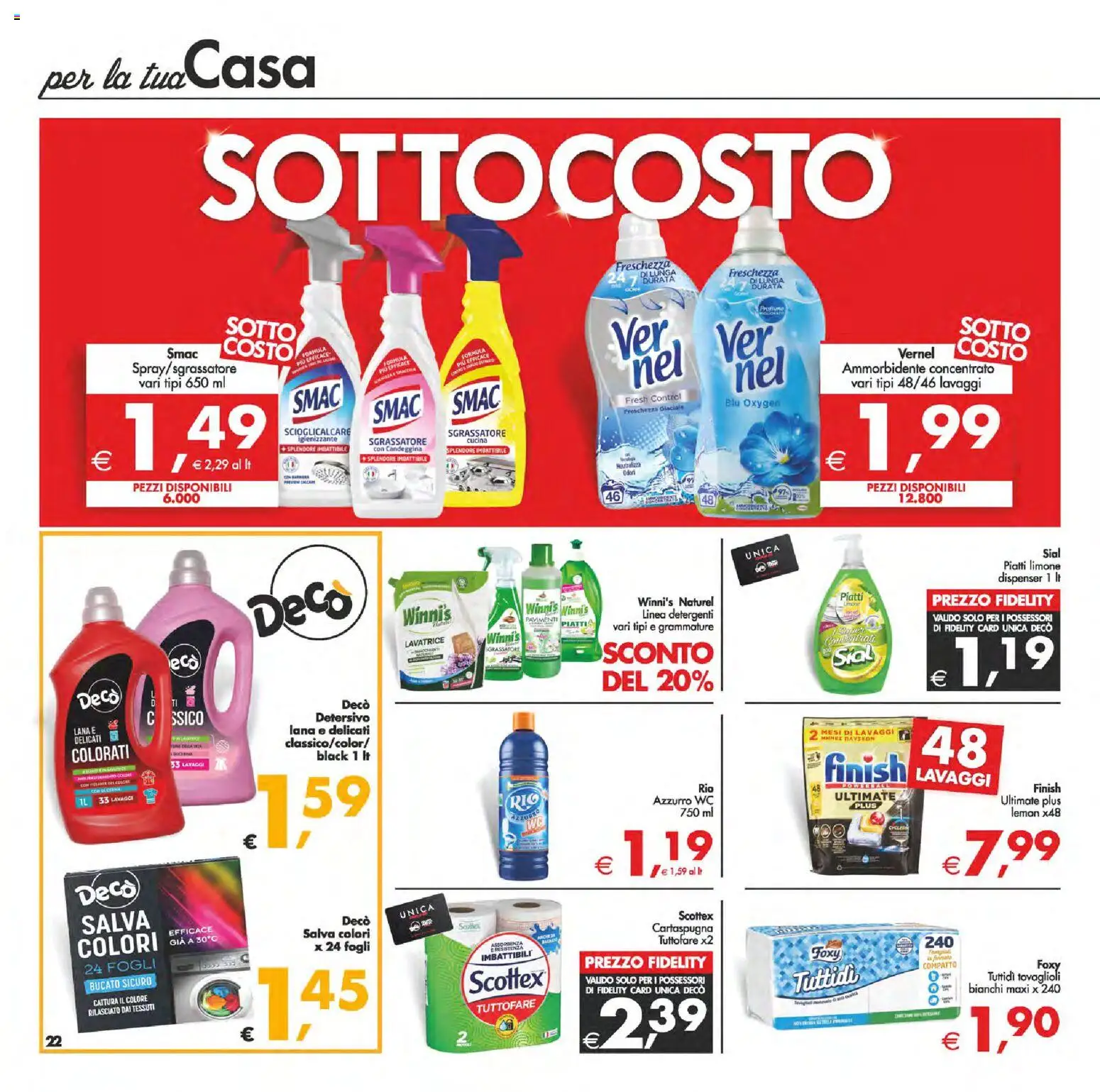 Volantino Decò del 24.10.2025 | Pagina: 22 | Prodotti: Ammorbidente, Candeggina, Lavatrice, WC