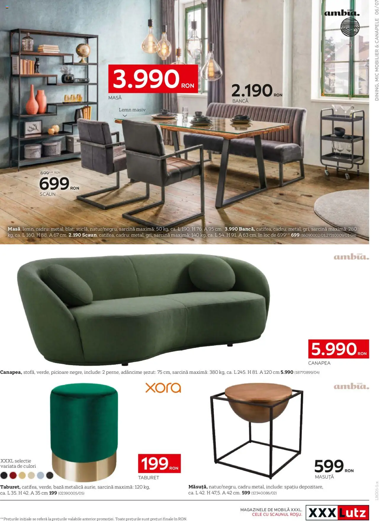 Noul catalog XXXLutz – valabil de la 05.05.2025 | Pagină: 7 | Produse: Canapea, Masă, Taburet, Bancă