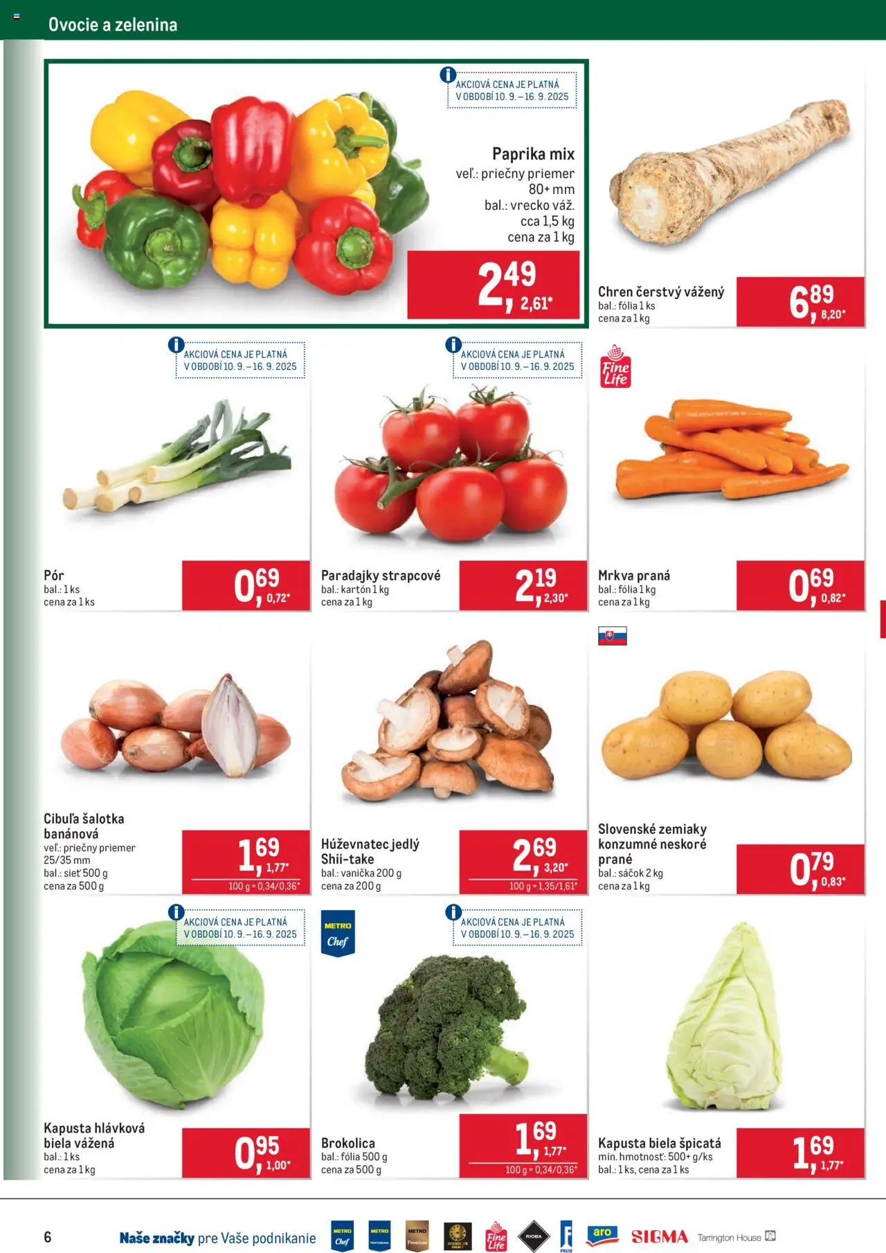 Nové Metro akcie – leták je platný od 10.09.2025 | Strana: 6 | Produkty: Kapusta, Kapusta biela, Brokolica, Mrkva