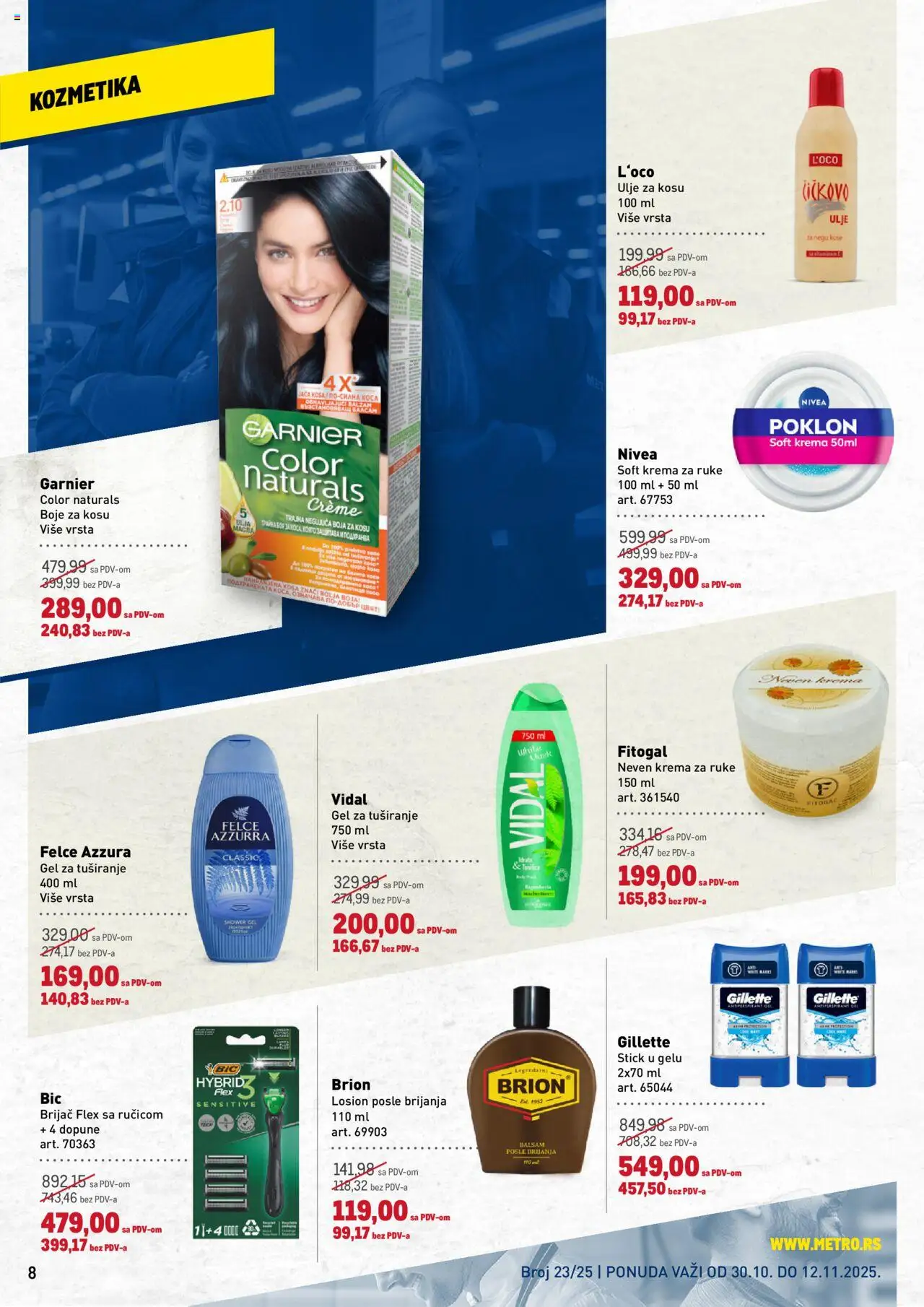 Metro katalog - važi od 30.10.2025 | Strana: 8 | Proizvode: Gillette, Garnier, Nivea, Krema