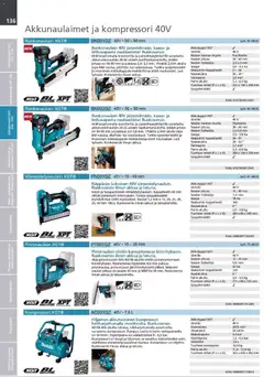 Makita-mainoslehti voimassa 24.03.2026 alkaen | Sivu: 136 | Tuotteet: Naulat, Kompressori