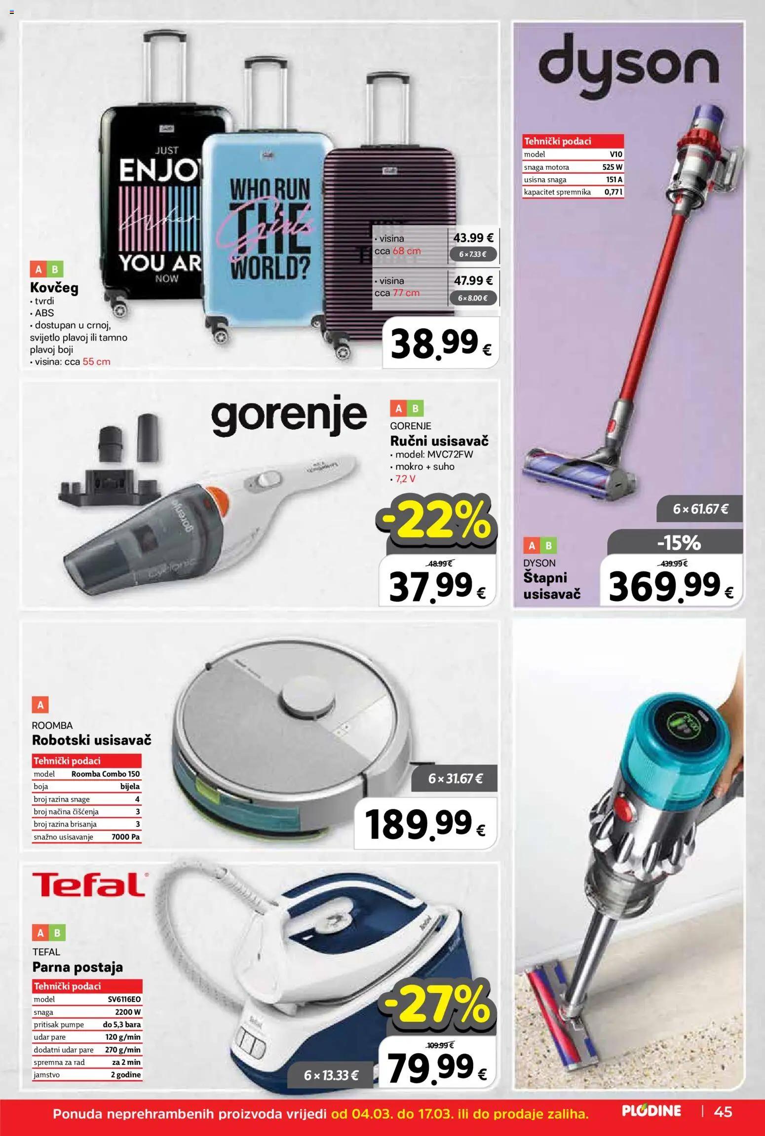 Plodine katalog | vrijedi od 04.03.2026 | Stranica: 45 | Proizvodi: Usisavač, Parna postaja