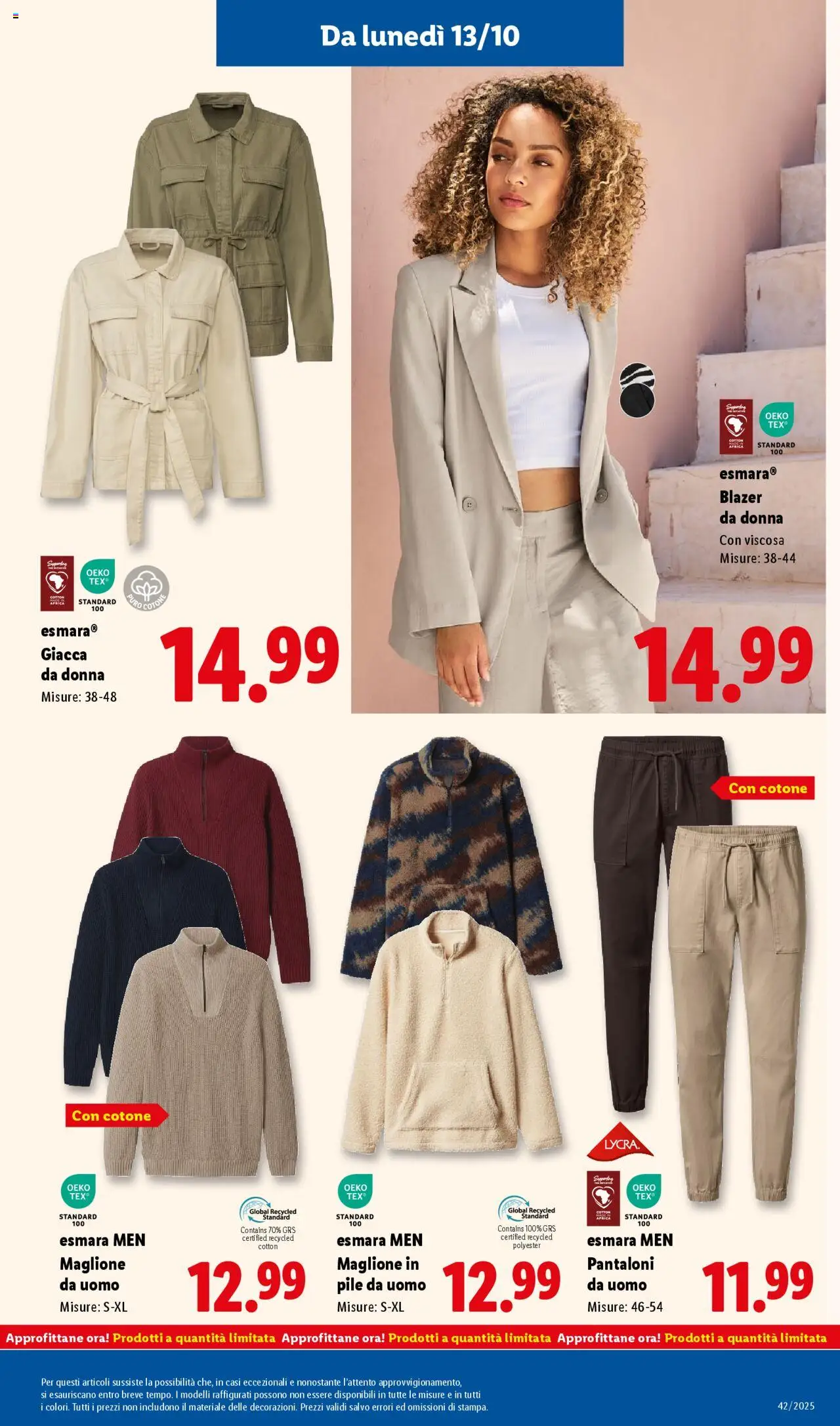 Volantino Lidl del 13.10.2025 | Pagina: 43 | Prodotti: Pile, Giacca, Pantaloni, Maglione