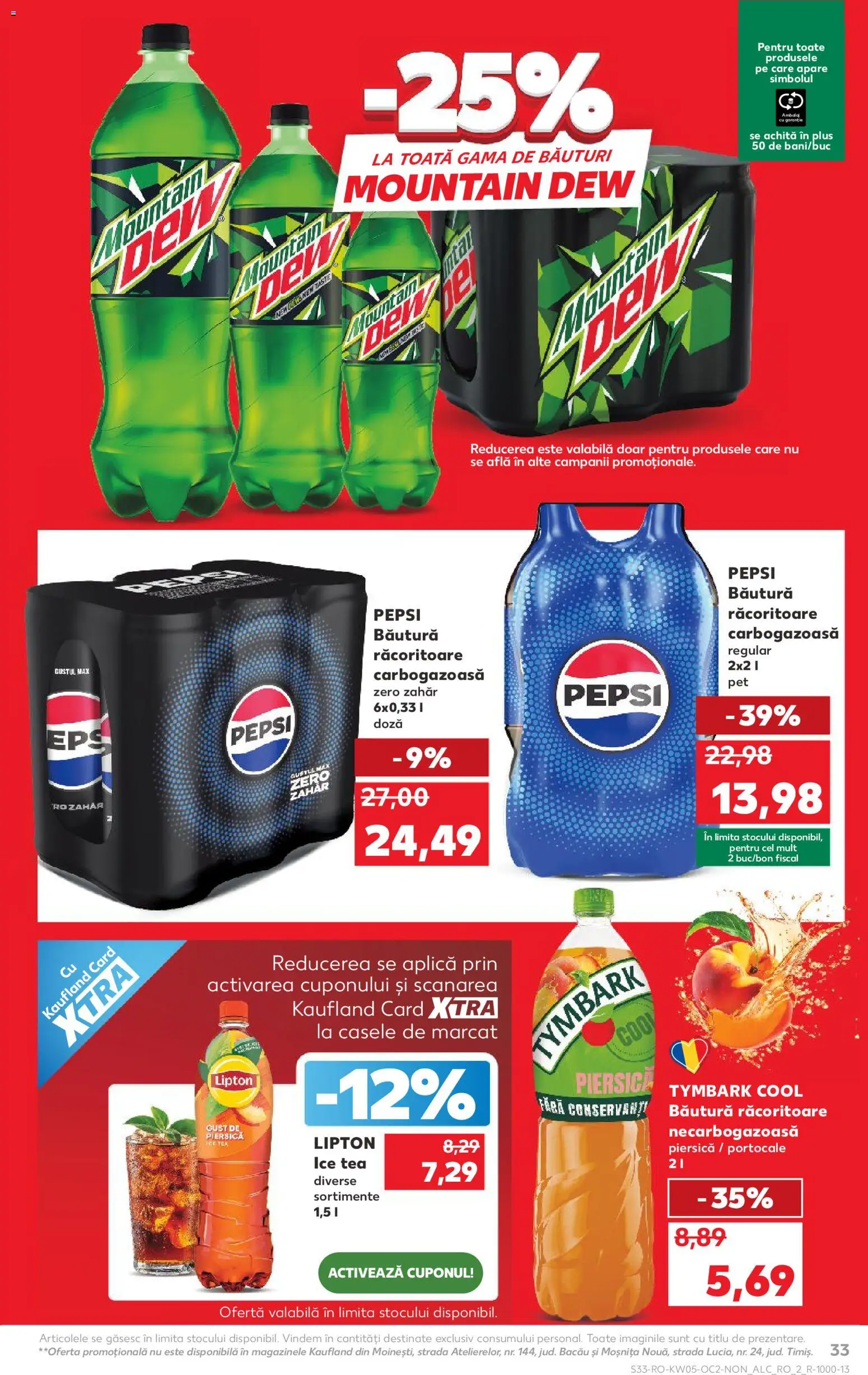 Noul catalog Kaufland – valabil de la 28.01.2026 | Pagină: 33 | Produse: Piersică, Portocale, Ice tea, Zahăr